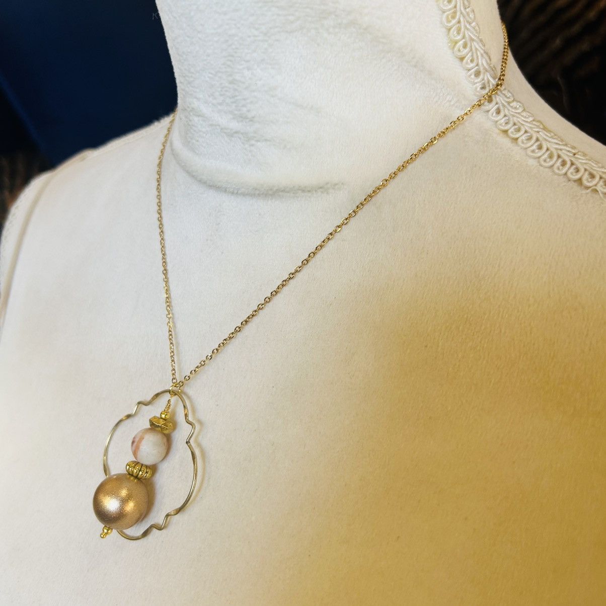 Handmade Handcrafted beaded medallion pendant on chain necklace Size ONE SIZE - 3 Thumbnail