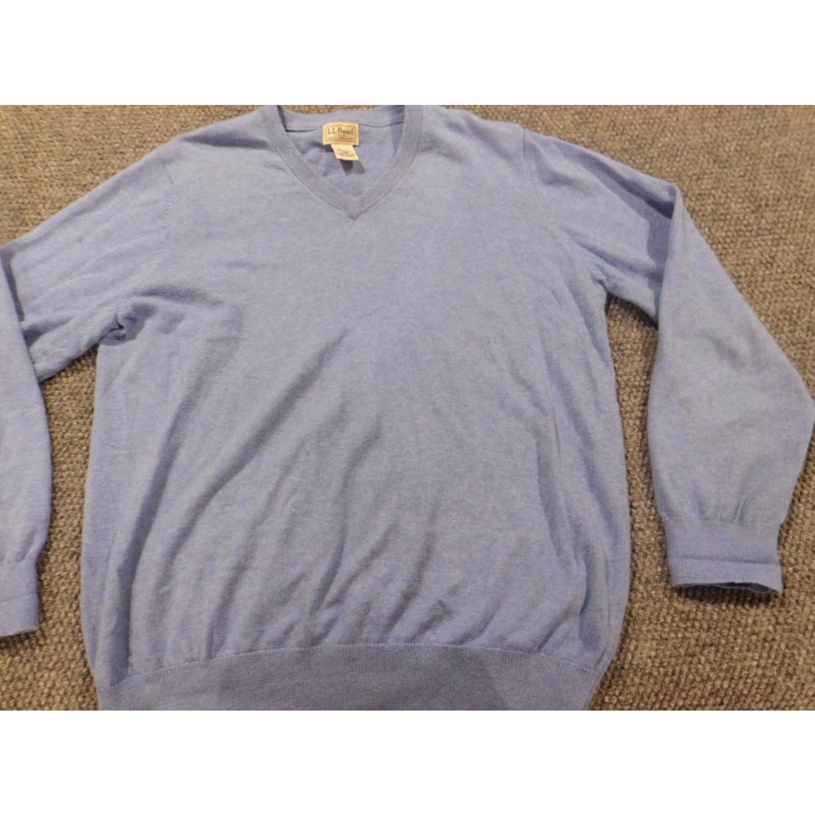 Vintage L.L Bean Mens Sweater Large blue pullover V-Neck stretch outdoors cashmere Cotton Blend Knit Regular Men Shirt? Size US L / EU 52-54 / 3 - 2 Thumbnail
