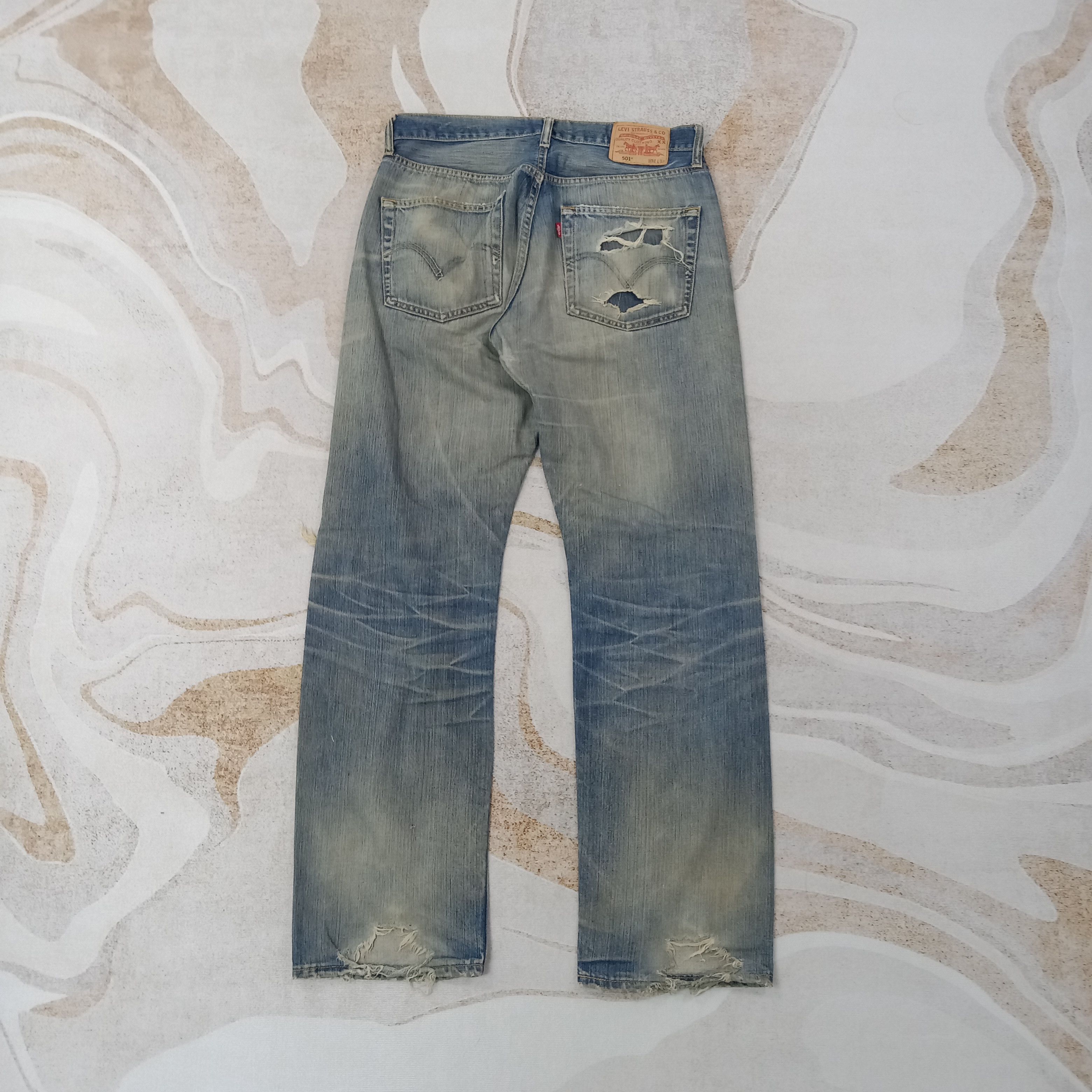 Levi's Levi's 501 Distressed Grunge Denim Jeans C258N22 Size US 31 - 5 Thumbnail