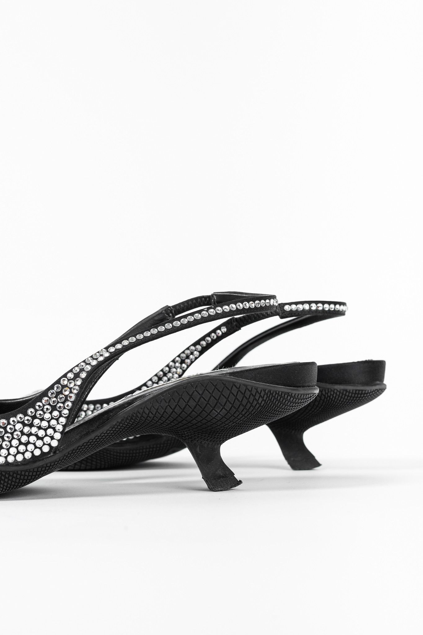 Prada Prada Black Satin Crystal Sling-Back Pumps Size US 6.5 / IT 36.5 - 8 Thumbnail