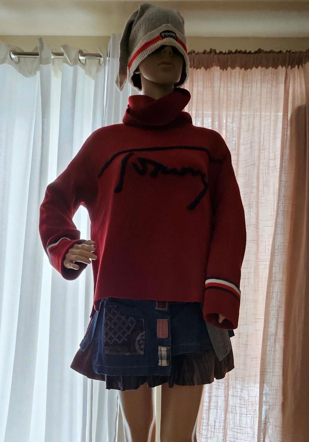 Designer × Tommy Hilfiger TOMMY HILFIGER Burgundy Relaxed Turtleneck Sweater Size XS / US 0-2 / IT 36-38 - 10 Thumbnail