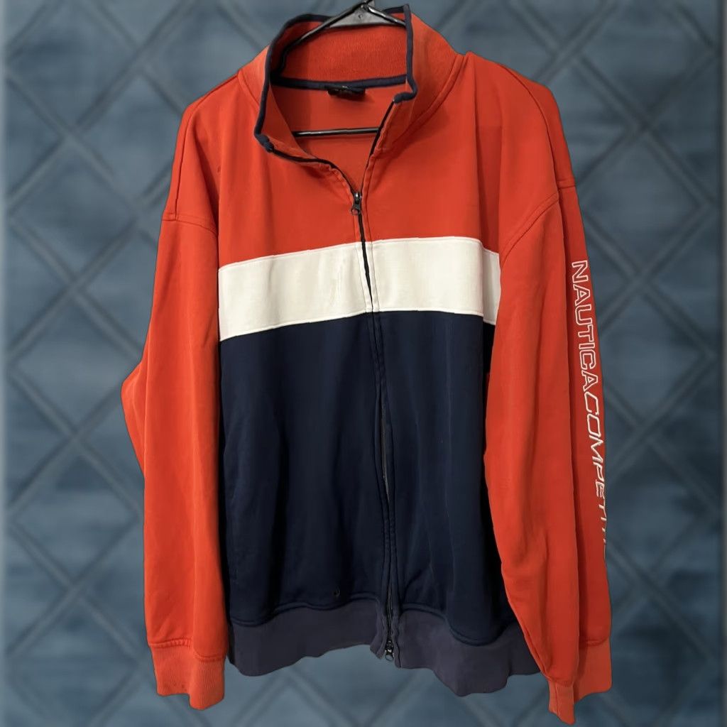 Nautica Nautica Competition Full Zip Track Jacket Mens XL Color Block Embroidered Spell Out Logo Blue White Orange casual outdoor style 2010-2019 Size US XL / EU 56 / 4 - 1 Thumbnail