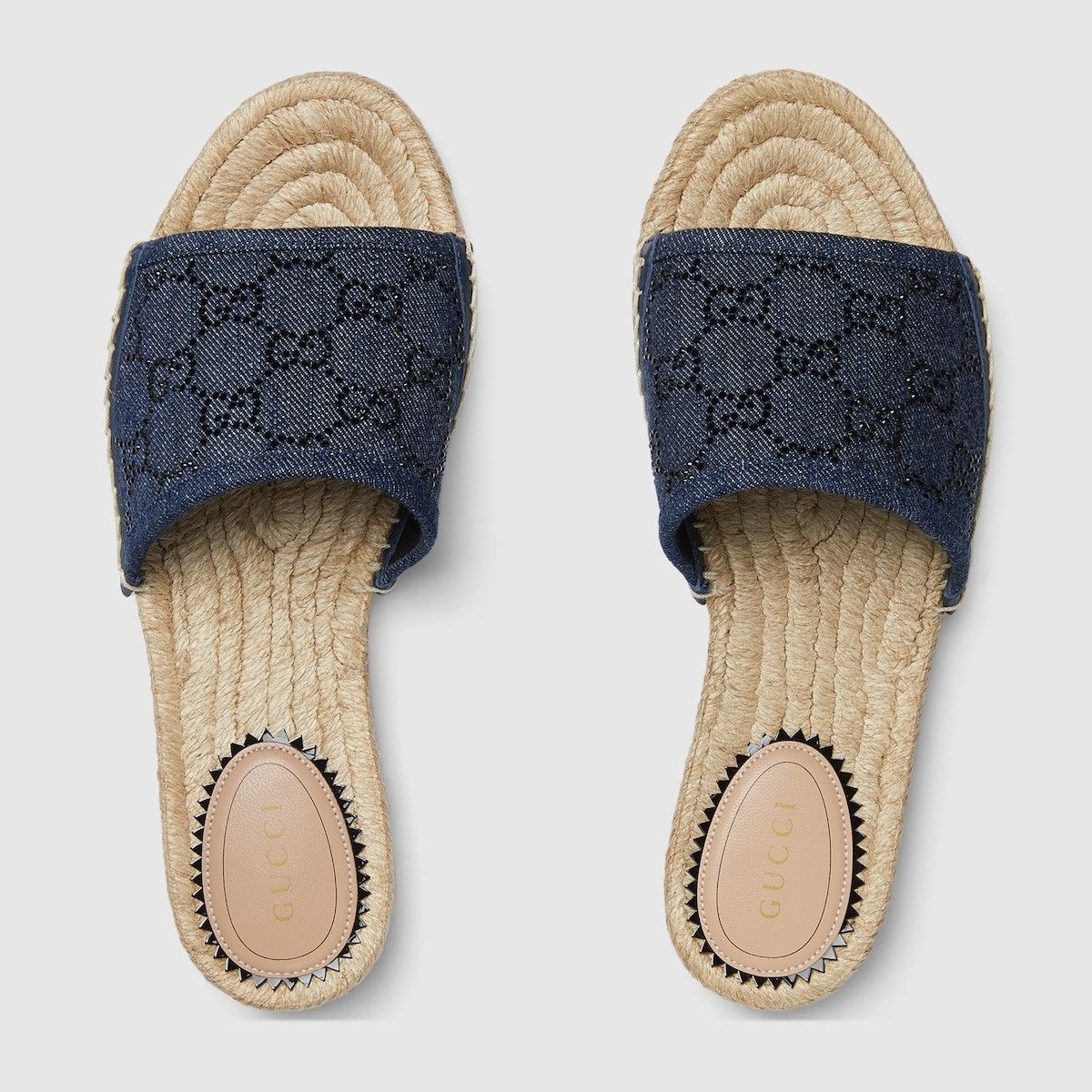 Gucci o1s1wg110425 Women's Slide Espadrille With GG Crystals Size US 5 / IT 35 - 5 Thumbnail