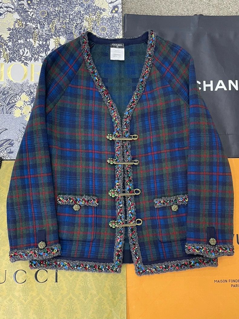 chanel Edinburgh series glazed pin buckle plaid jacket