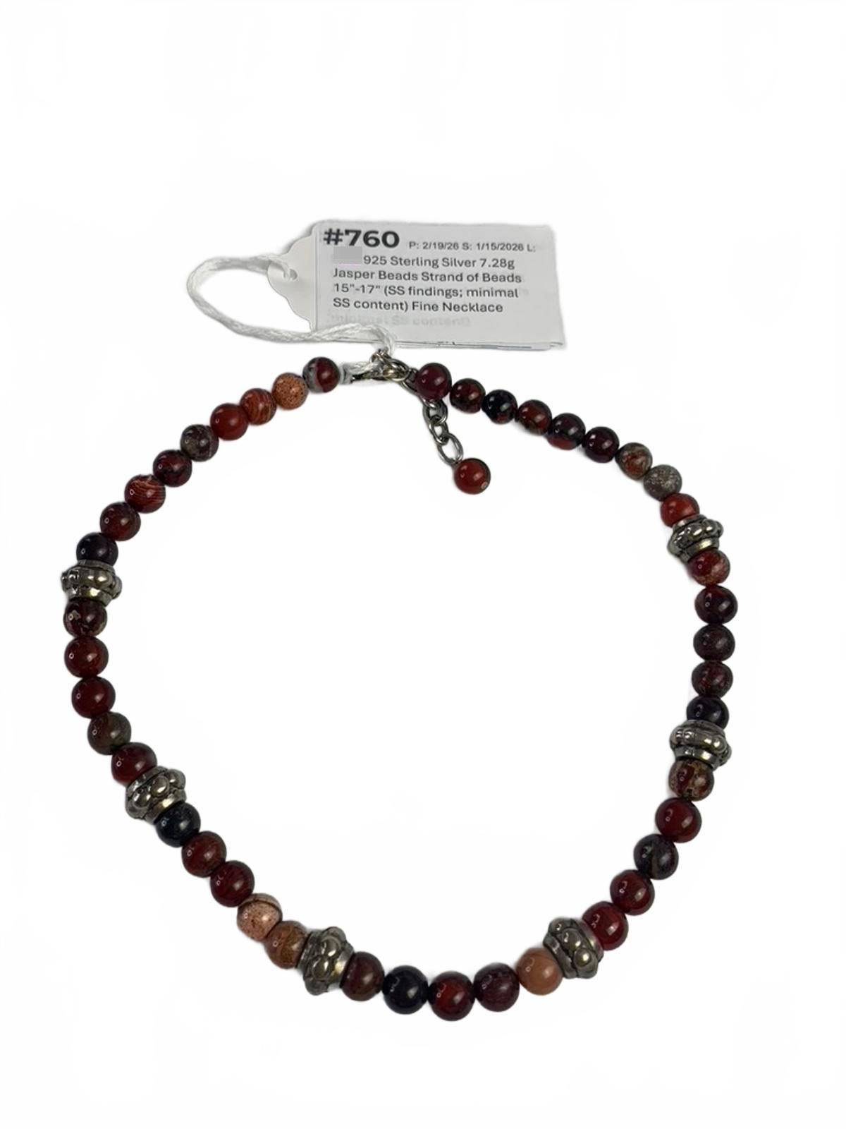 Other Jasper Strand with Cast Sterling Silver Beads and Findings Size ONE SIZE - 4 Thumbnail