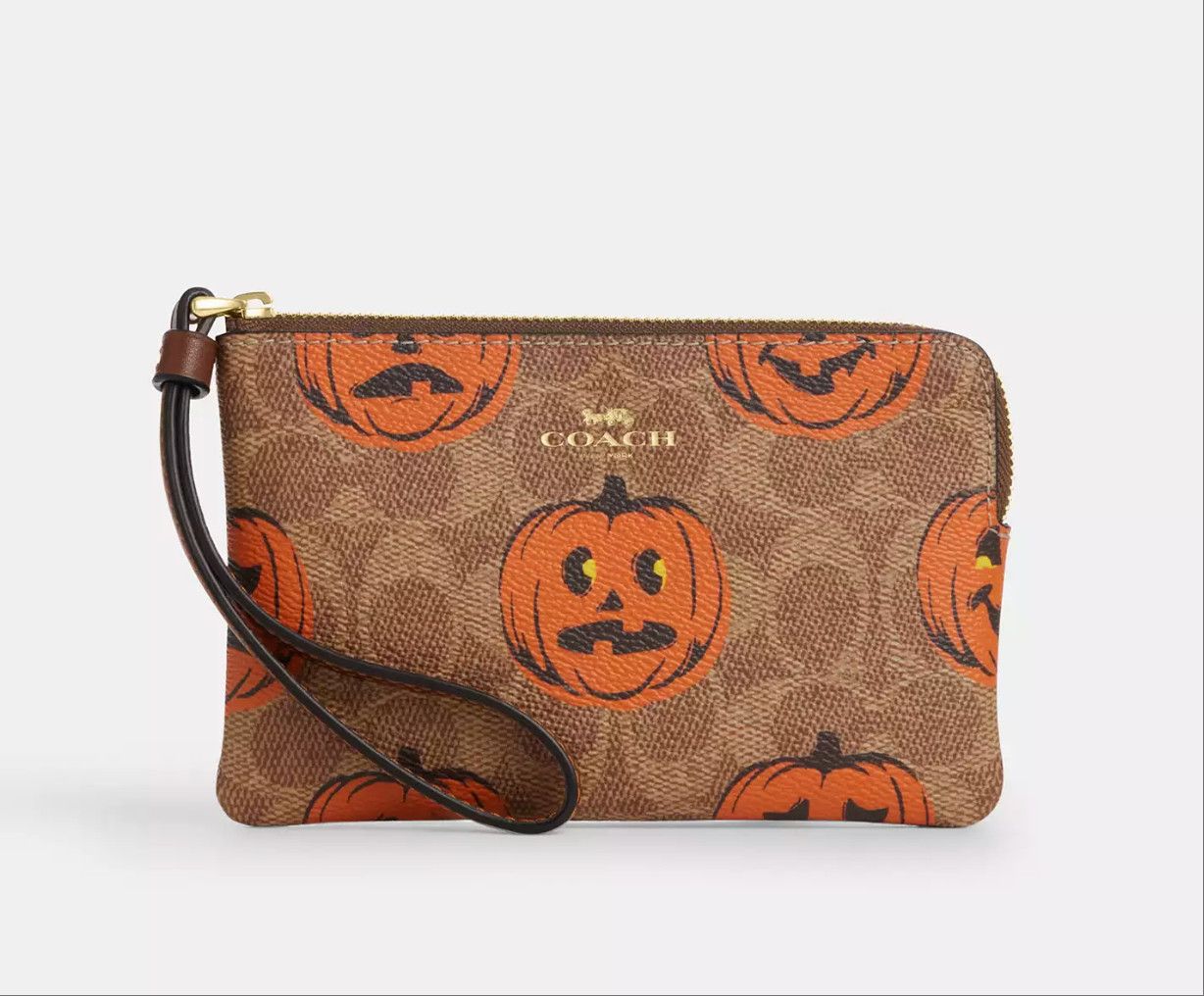 Coach Corner Zip Wristlet In Signature Canvas With Halloween Print Size ONE SIZE - 7 Thumbnail