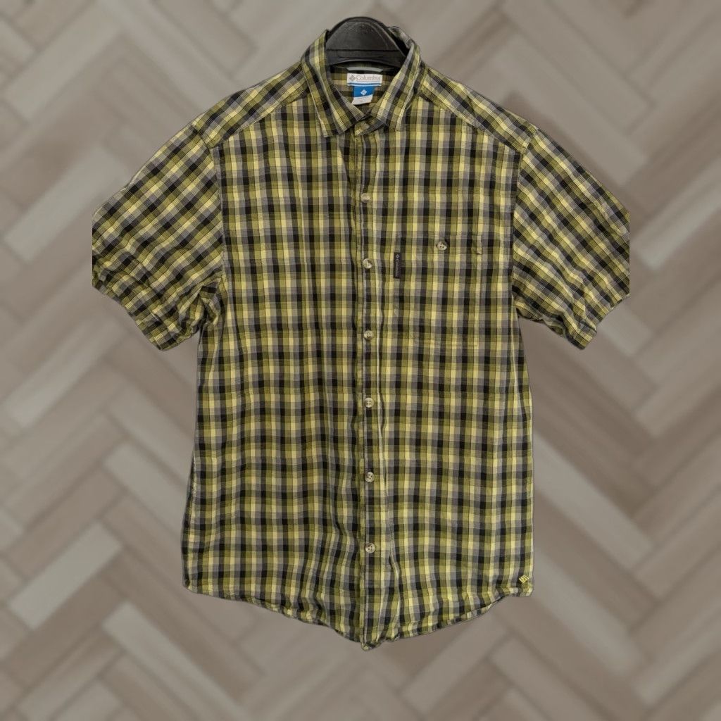 Vintage Columbia Shirt Mens Green Gray Plaid Short Sleeve Button-Up, Medium, Regular Size US M / EU 48-50 / 2 - 1 Thumbnail