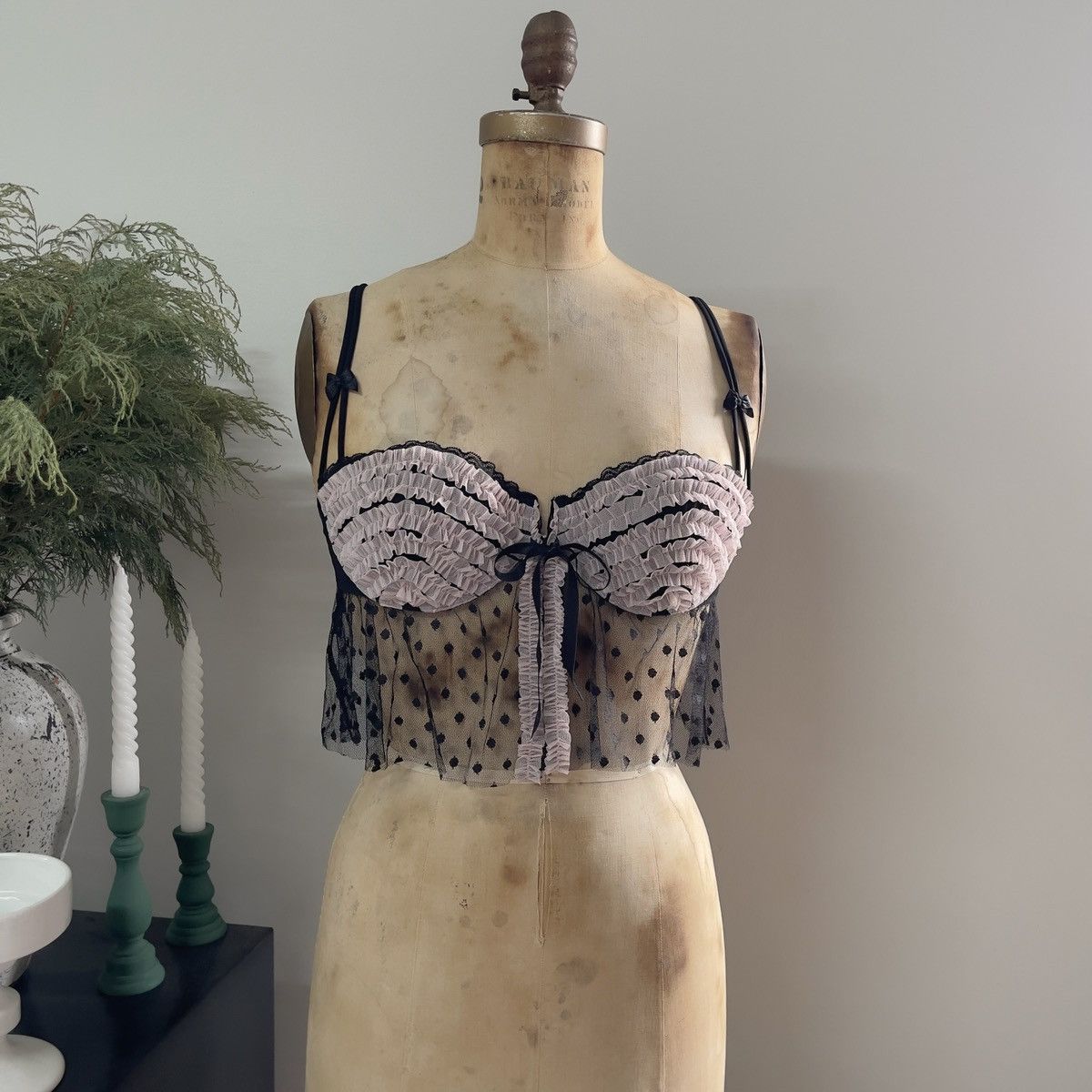 Victoria's Secret Romantic Black Mesh Open Front Bustier (36C/34D) Size ONE SIZE - 4 Thumbnail