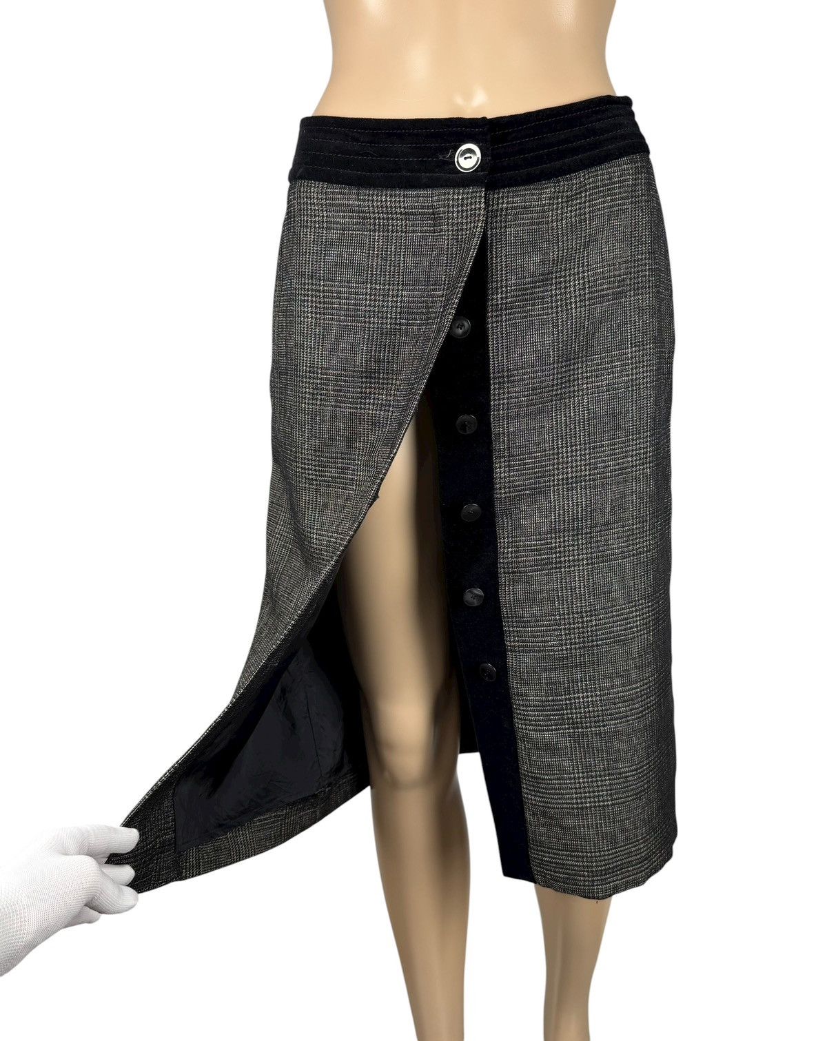 Max Mara Max Mara Wool Glencheck Long Skirt Button Up UK14 US12 Size 32" / US 10 / IT 46 - 3 Thumbnail