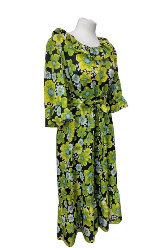 Other Authentic 70s Handmade Boho Floral Maxi Dress Vintage Size L / US 10 / IT 46 - 6 Thumbnail
