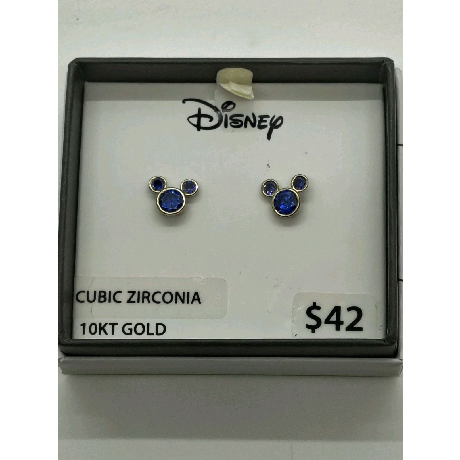 Disney Disney 10KT Gold Mickey Mouse Earrings Blue Cubic Zirconia Size ONE SIZE - 4 Thumbnail
