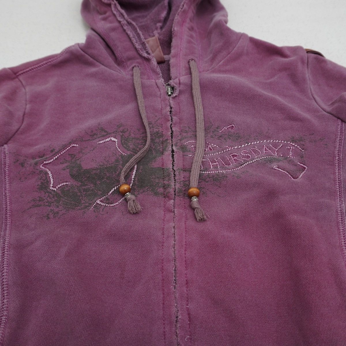 Japanese Brand 90s Japanese Distressed Hoodie Bead Drawstring lgb style Size US M / EU 48-50 / 2 - 6 Thumbnail