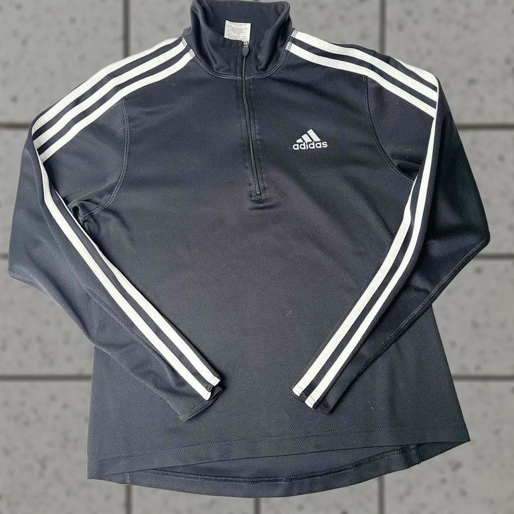 Adidas VINTAGE Adidas Climacool 1/4 Zip Long Sleeve Running Top Pullover Women Small Jacket Track Jacket Women S Black 1/4 Zip Running Size S / US 4 / IT 40 - 1 Thumbnail