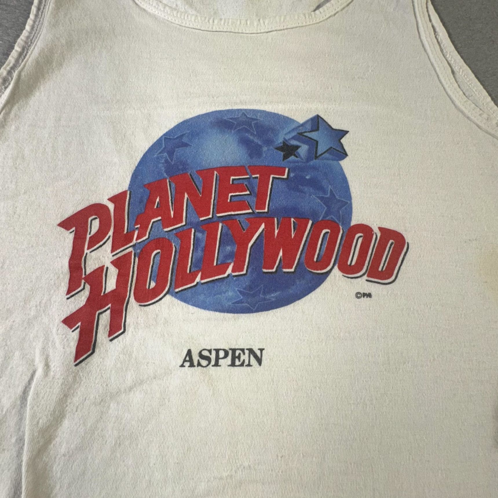Planet Hollywood VINTAGE Planet Hollywood T-Shirt Men XL White 90s Retro Travel Promo Cotton Sleeveless Aspen Graphic Size US XL / EU 56 / 4 - 2 Thumbnail