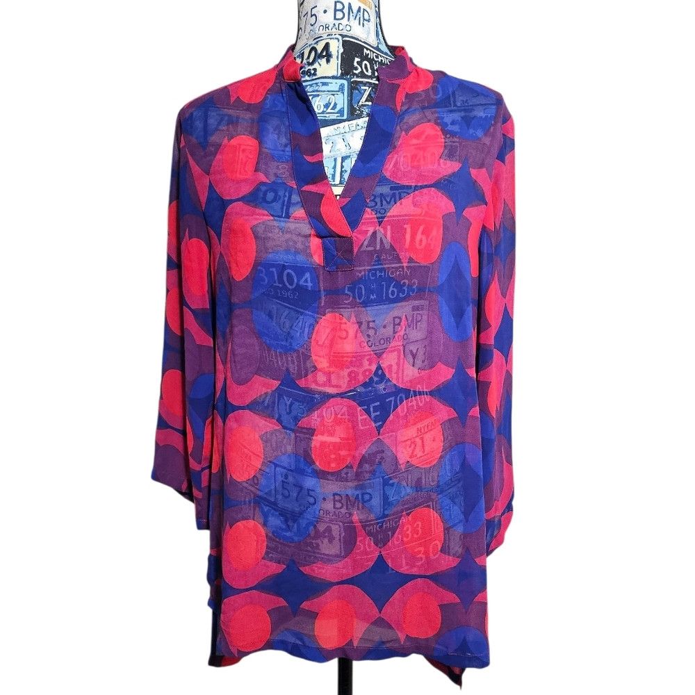 Isaac Mizrahi Isaac Mizrahi Sheer 3/4 Sleeve Silk Tunic Medium Size M / US 6-8 / IT 42-44 - 2 Thumbnail