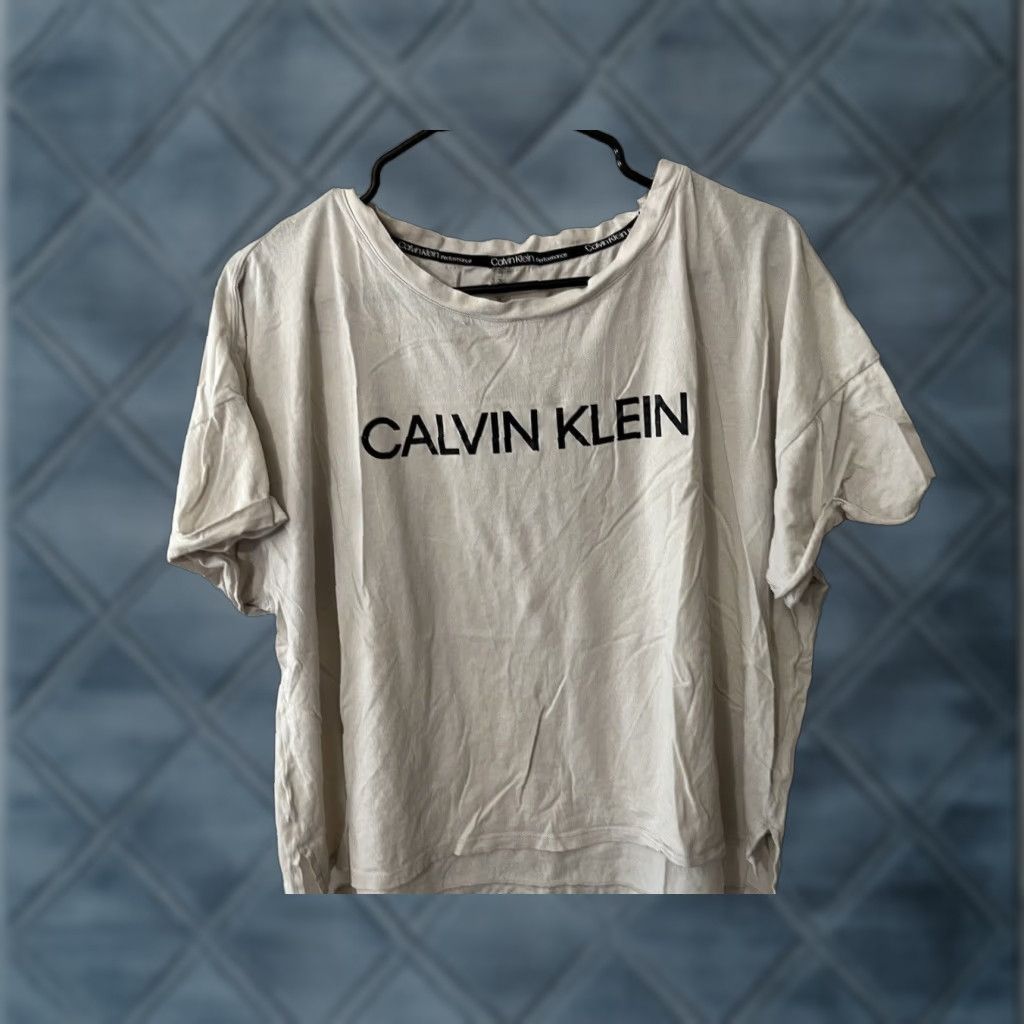 Calvin Klein CALVIN KLEIN Performance T-Shirt 2XL Ivory Short Sleeve Round Neck Womens Size XXL / US 16-18 / IT 52-54 - 1 Thumbnail