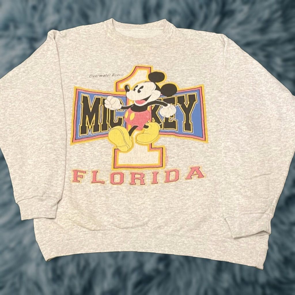 Disney VINTAGE Disney Mickey Mouse Crewneck Sweatshirt L Men Gray 80s 90s Cartoon Clearwater Florida VTG Pullover Mens Size US L / EU 52-54 / 3 - 1 Thumbnail