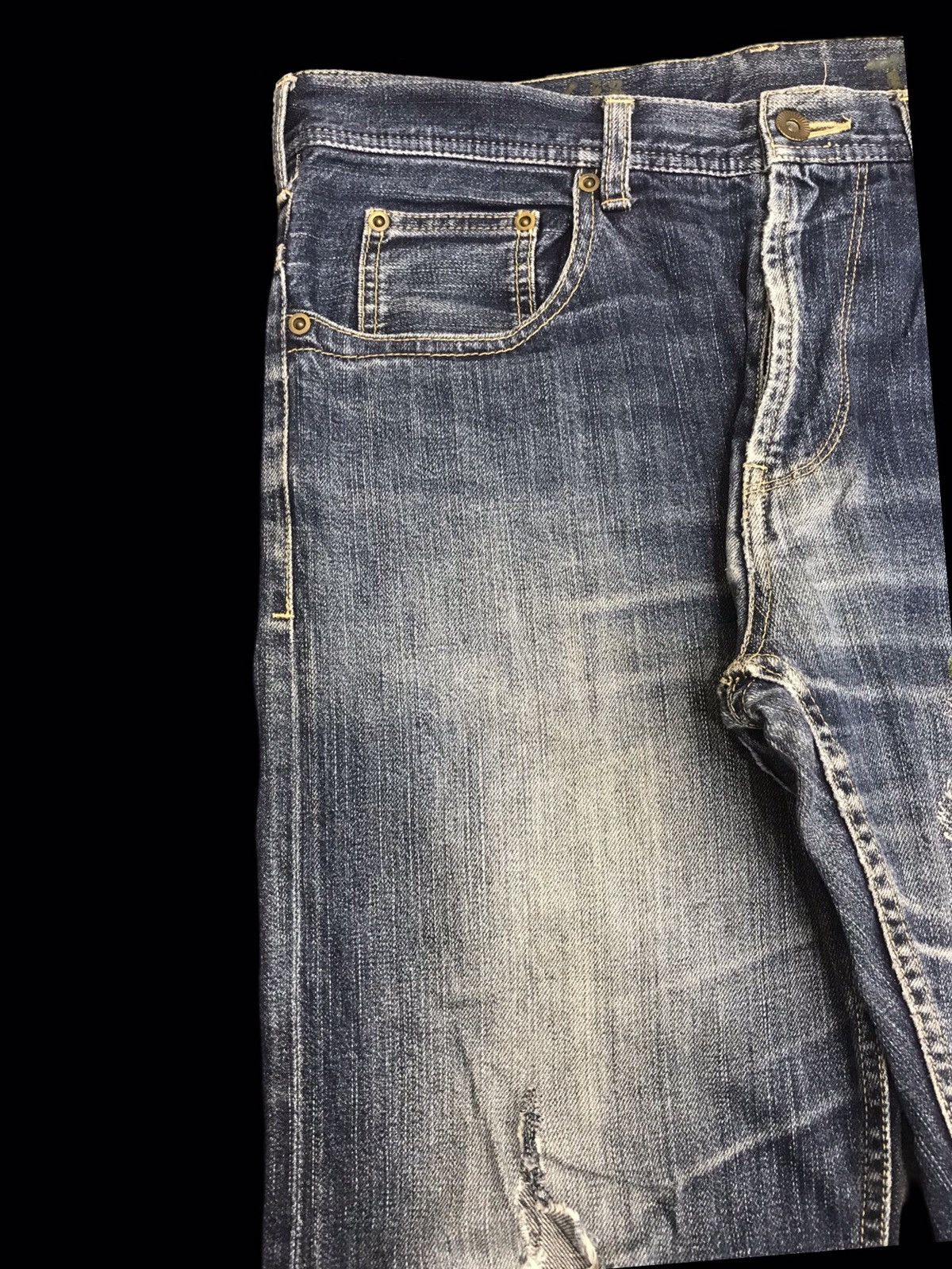 Japanese Brand 💥ART💥Very Rare Japan Dragon Embroidery Distresed Denim F29 Size US 35 - 3 Thumbnail