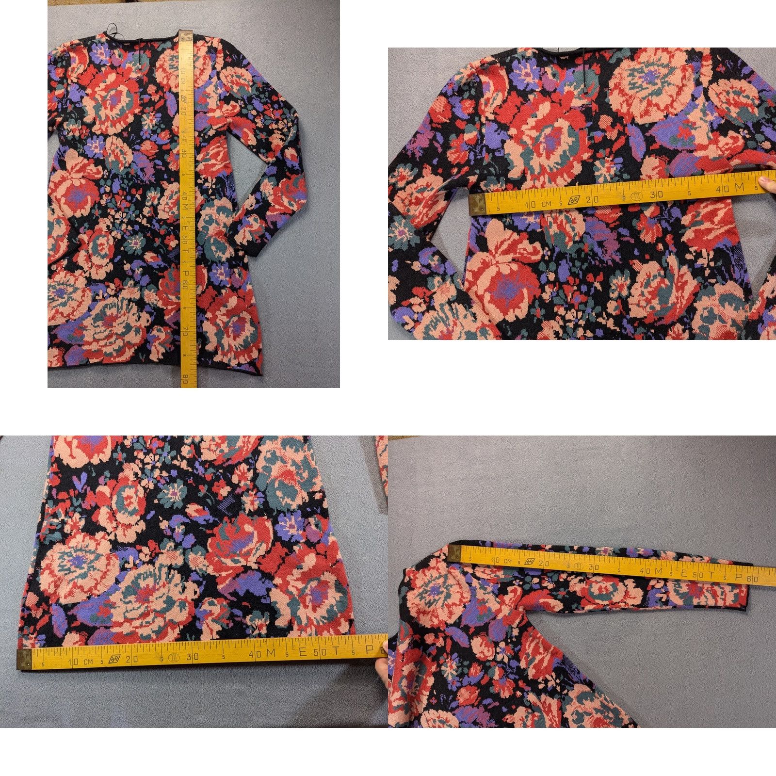 Zara ZARA Jacquard Knit Tunic Sweater Short Dress Long Sleeve Floral Print L Womens Multicolor Size L / US 10 / IT 46 - 11 Thumbnail