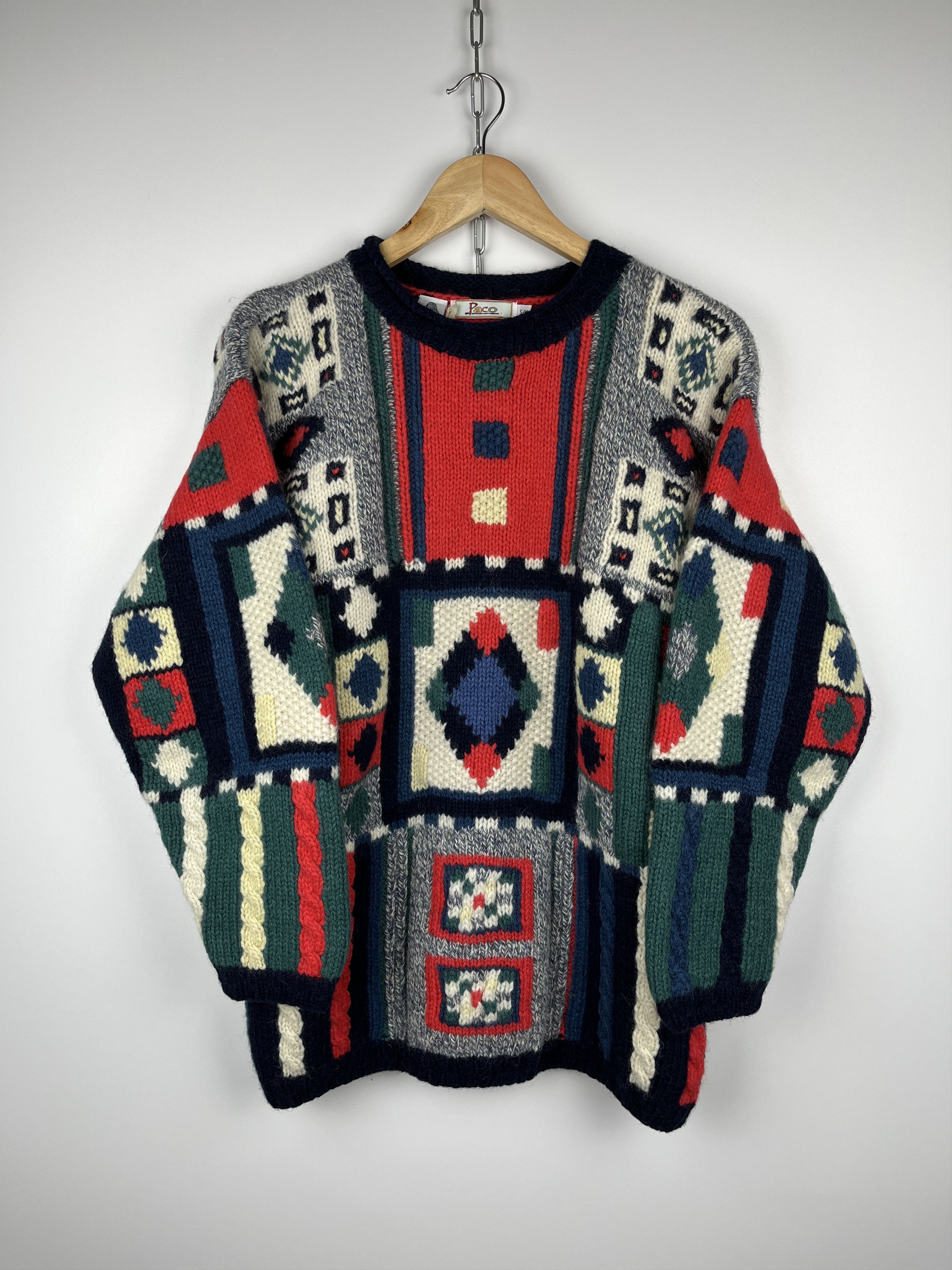 Vintage PACO Geometric Abstract Wool Knit Sweater Size S/M Christmas Size US S / EU 44-46 / 1 - 6 Thumbnail