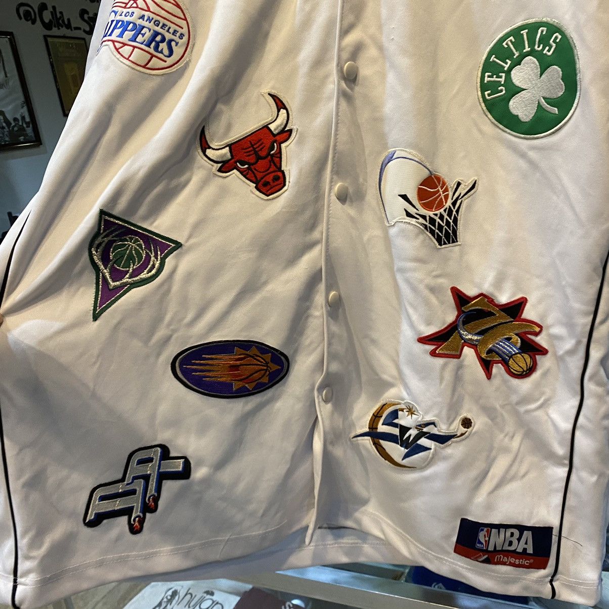 NBA × Vintage RARE🤯🤯Vintage NBA patchwork all over logo jerseys white Size US XXL / EU 58 / 5 - 7 Thumbnail