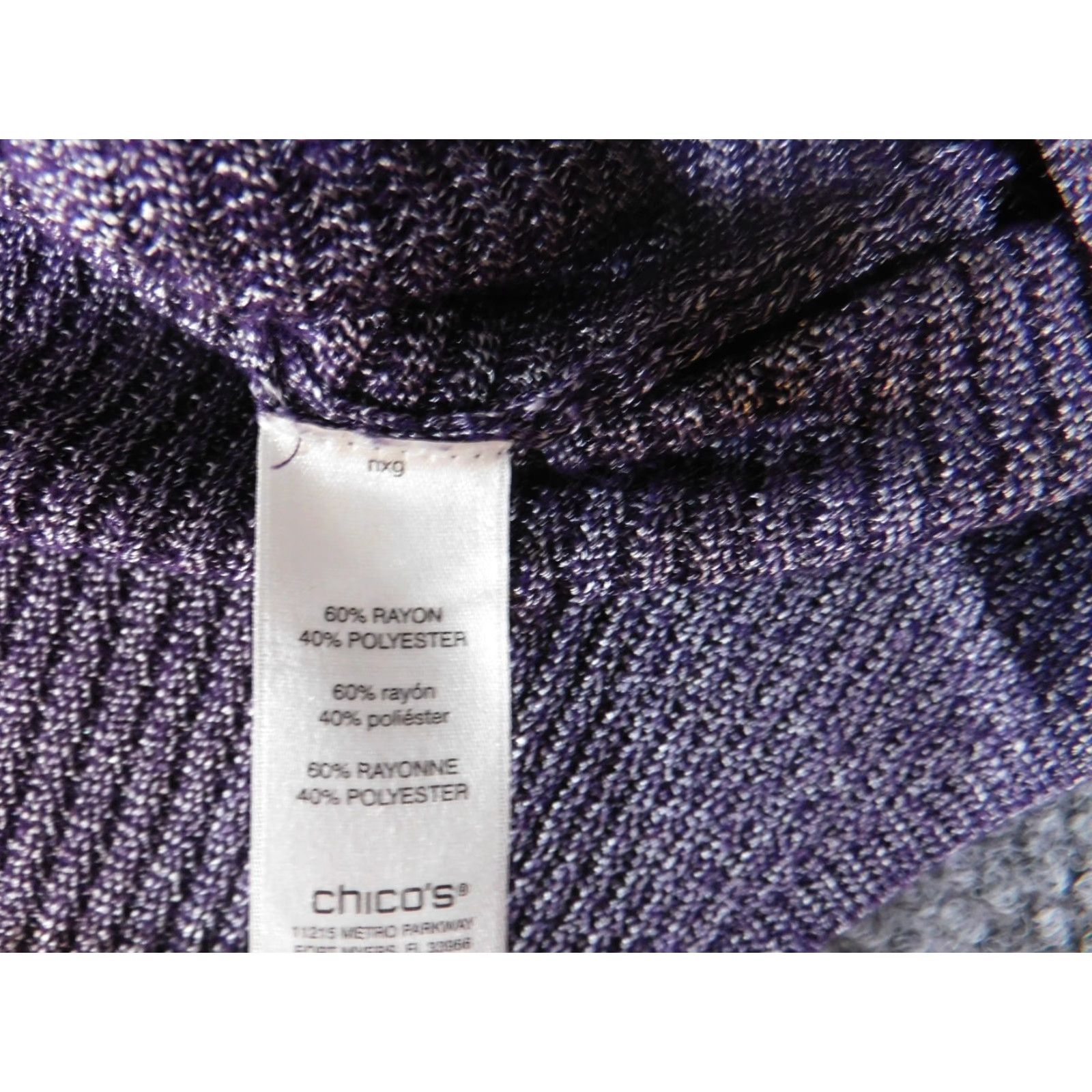 Vintage Chico's Sweater Pullover Women Purple Size 3 Long Sleeve Turtleneck Rayon Polyester Knit Stretch Casual Winter Modern Regular Size XS / US 0-2 / IT 36-38 - 7 Thumbnail