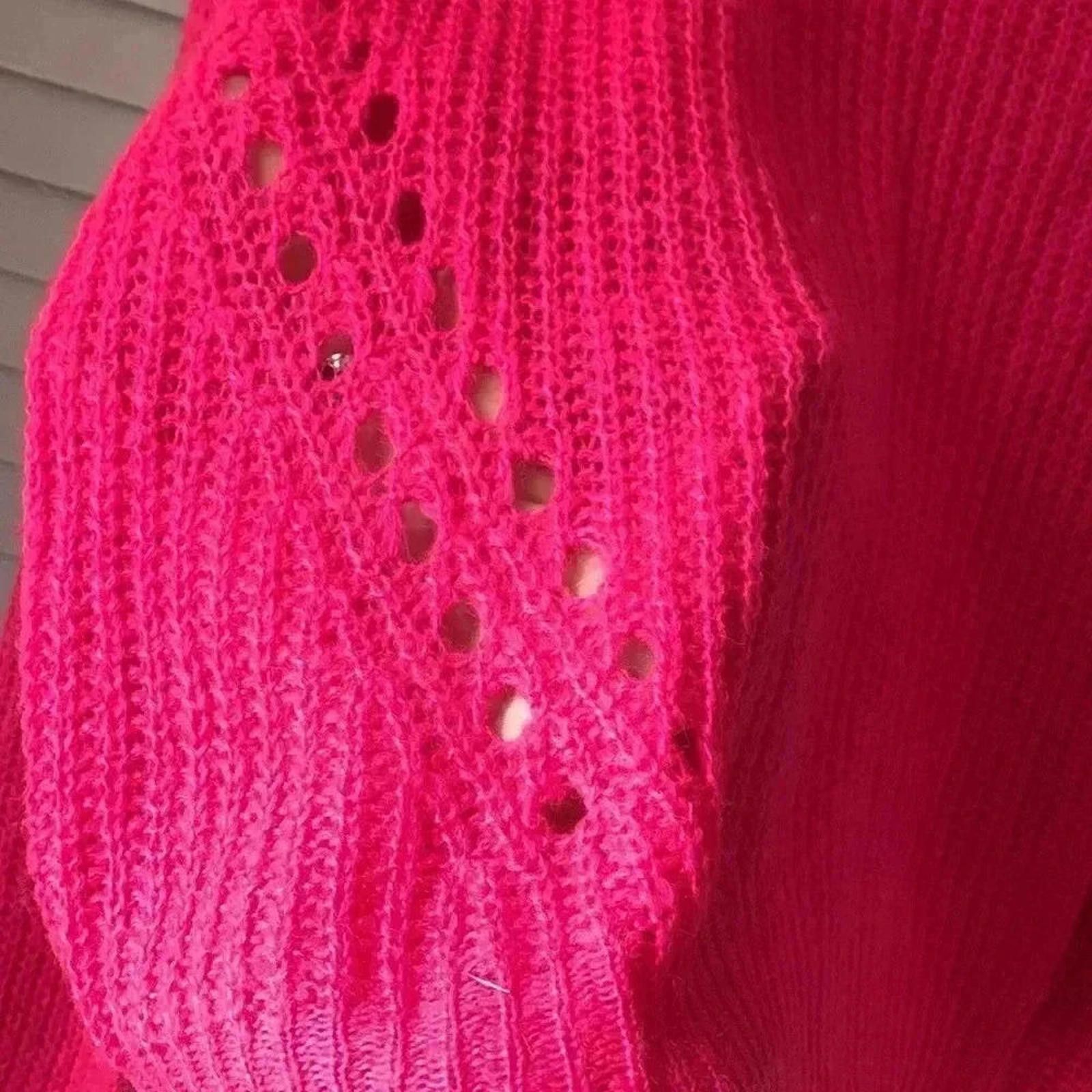 Designer Trendy Knit Sweater in Bright Pink Size S / US 4 / IT 40 - 4 Thumbnail