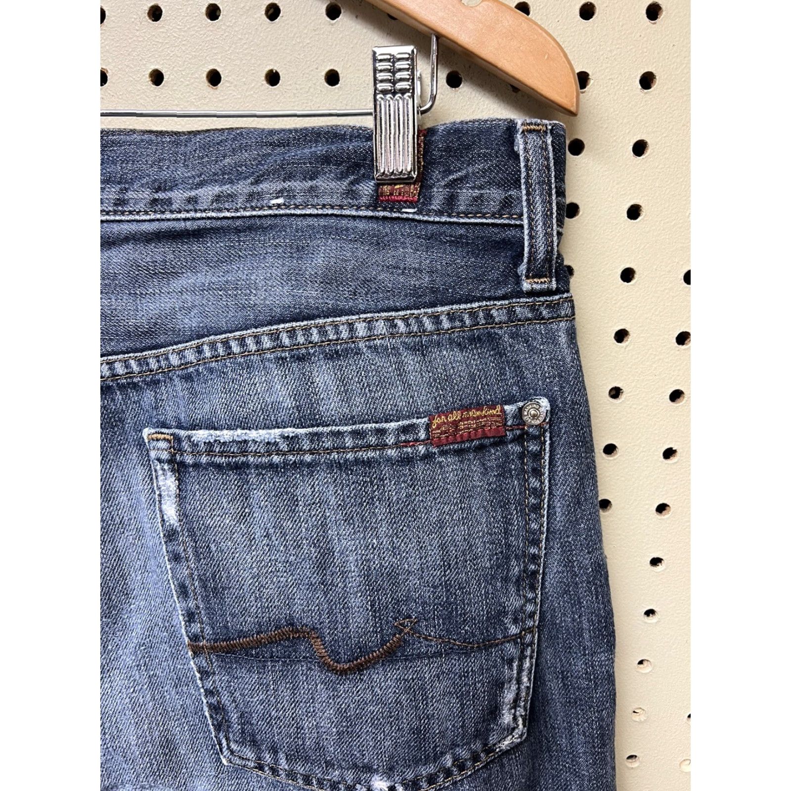 7 For All Mankind 7 For All Mankind Austyn Jeans Mens Distressed Blue 34x31 Straight Denim Cotton Blend Regular Inseam 31 Vintage No Size US 34 / EU 50 - 2 Thumbnail