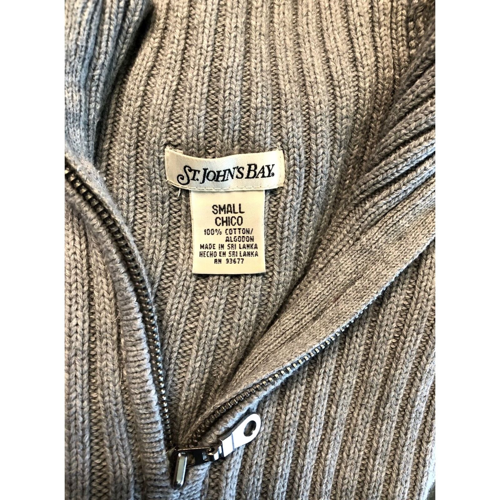 Vintage St Johns Bay Sweater S Gray Mock 1/2 Zipper Neck Ribbed Knit Cottage Capsule Size S / US 4 / IT 40 - 5 Thumbnail