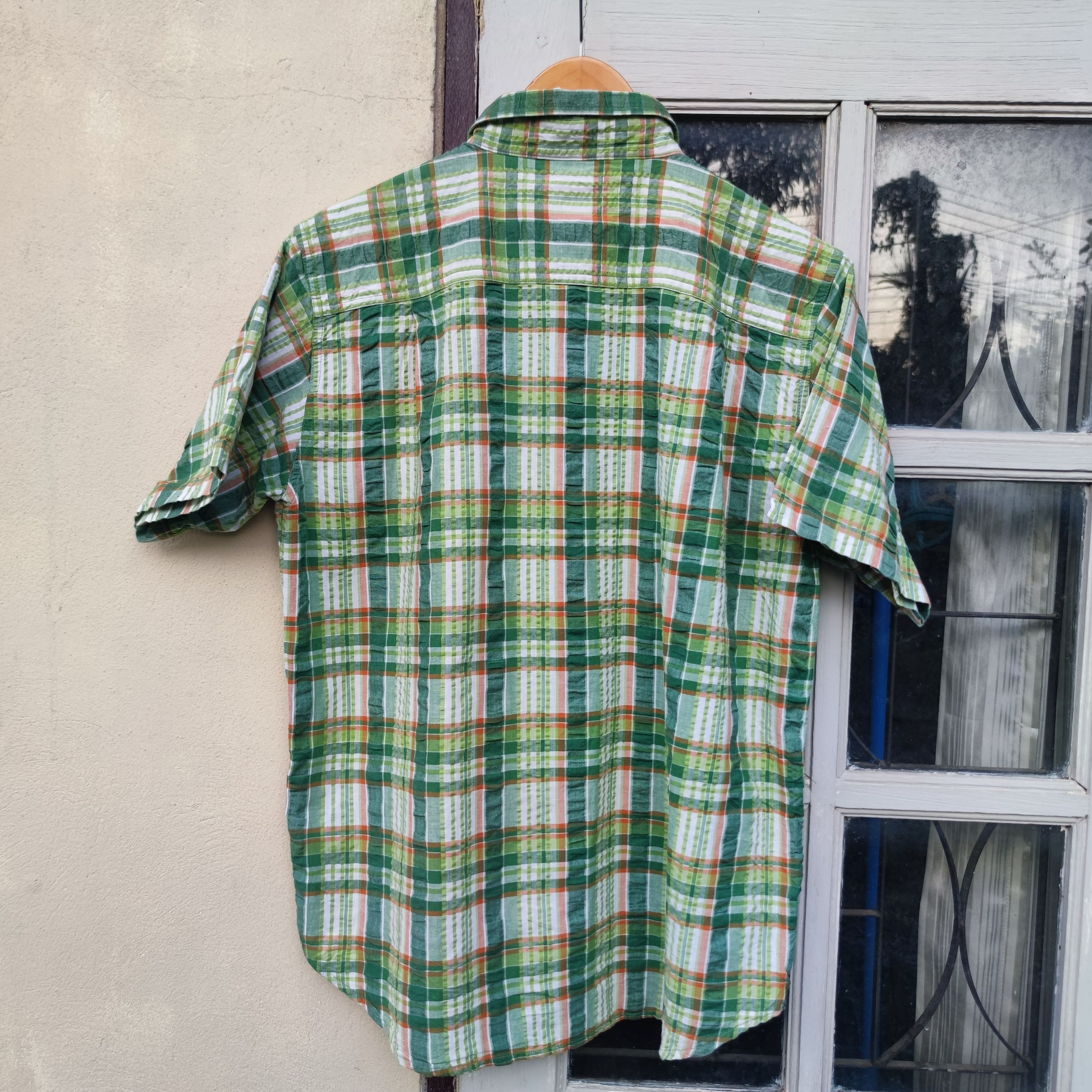 Designer × Japanese Brand × Vintage Saddle Green Plaid Searsucker Button Up Shirt Size US L / EU 52-54 / 3 - 5 Thumbnail
