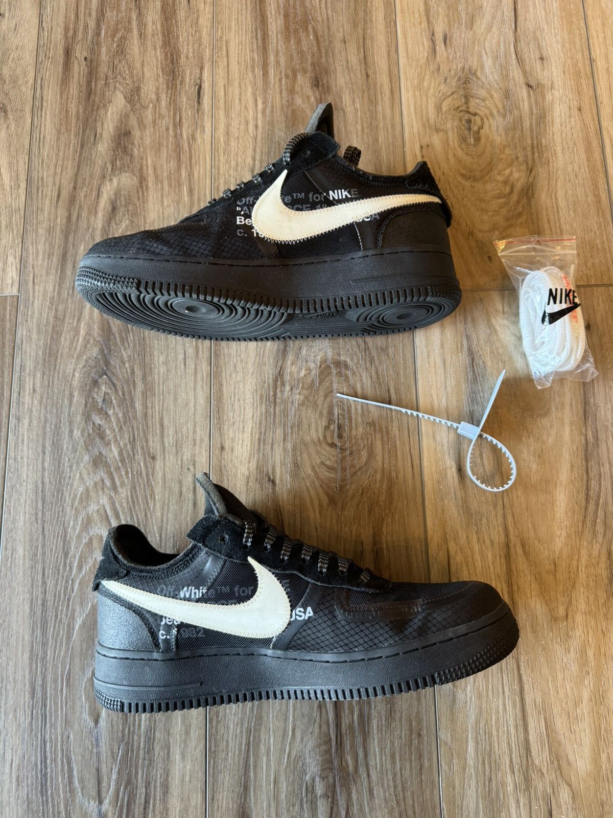 Nike × Off-White Nike x Off White Air Force 1 Low Black Size US 10 / EU 43 - 4 Thumbnail
