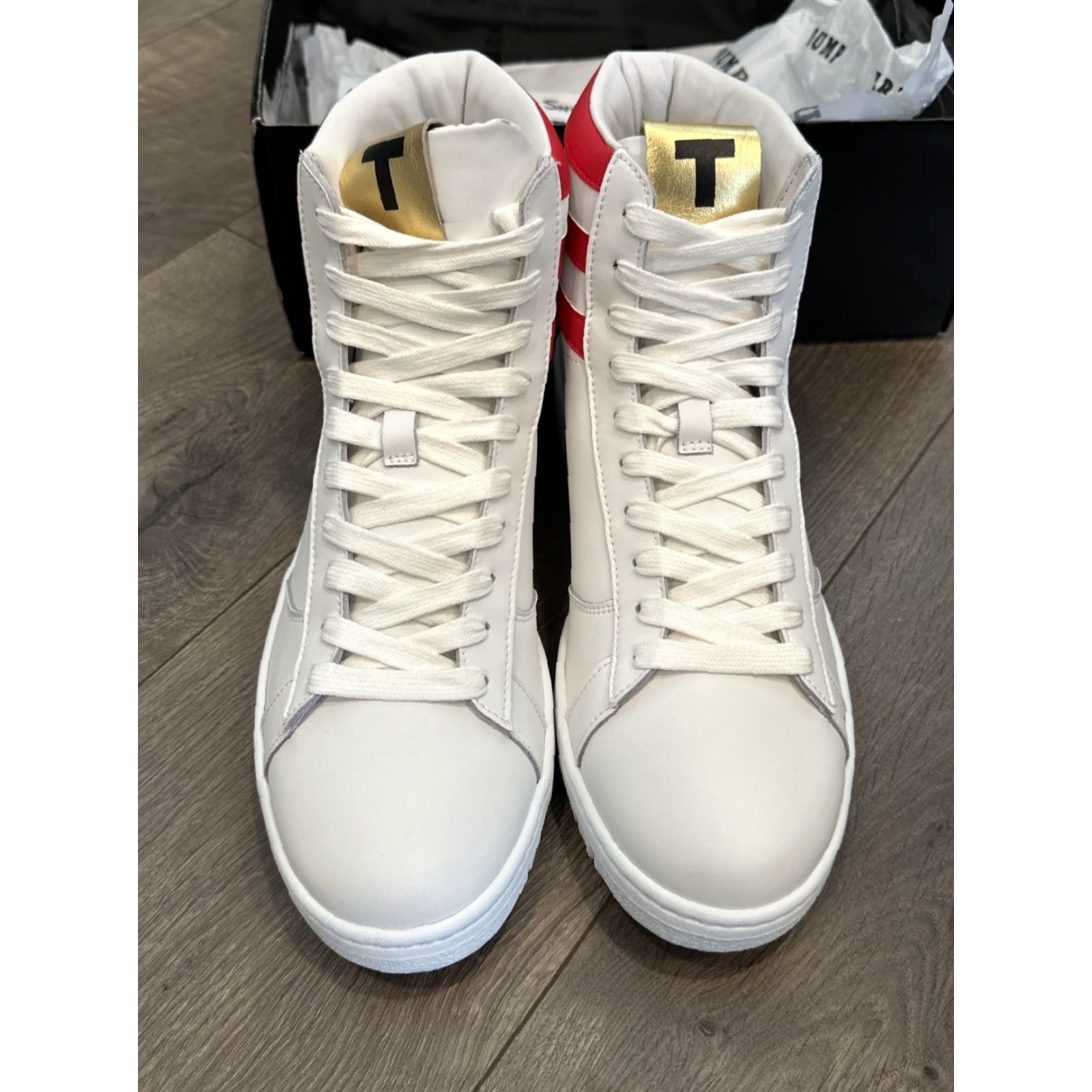 Vintage Trump Sneakers High Top White Mens Size 11 FIGHT MAGA 3612/5000 SIGNED Leather Upper Athletic Shoes Size US M / EU 48-50 / 2 - 6 Thumbnail