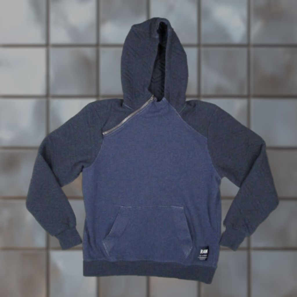 Vintage G Star Mens Large Blue Long Sleeve Hoodie Pullover Fleece Zip Up Hooded Sweatshirt Size US L / EU 52-54 / 3 - 1 Thumbnail