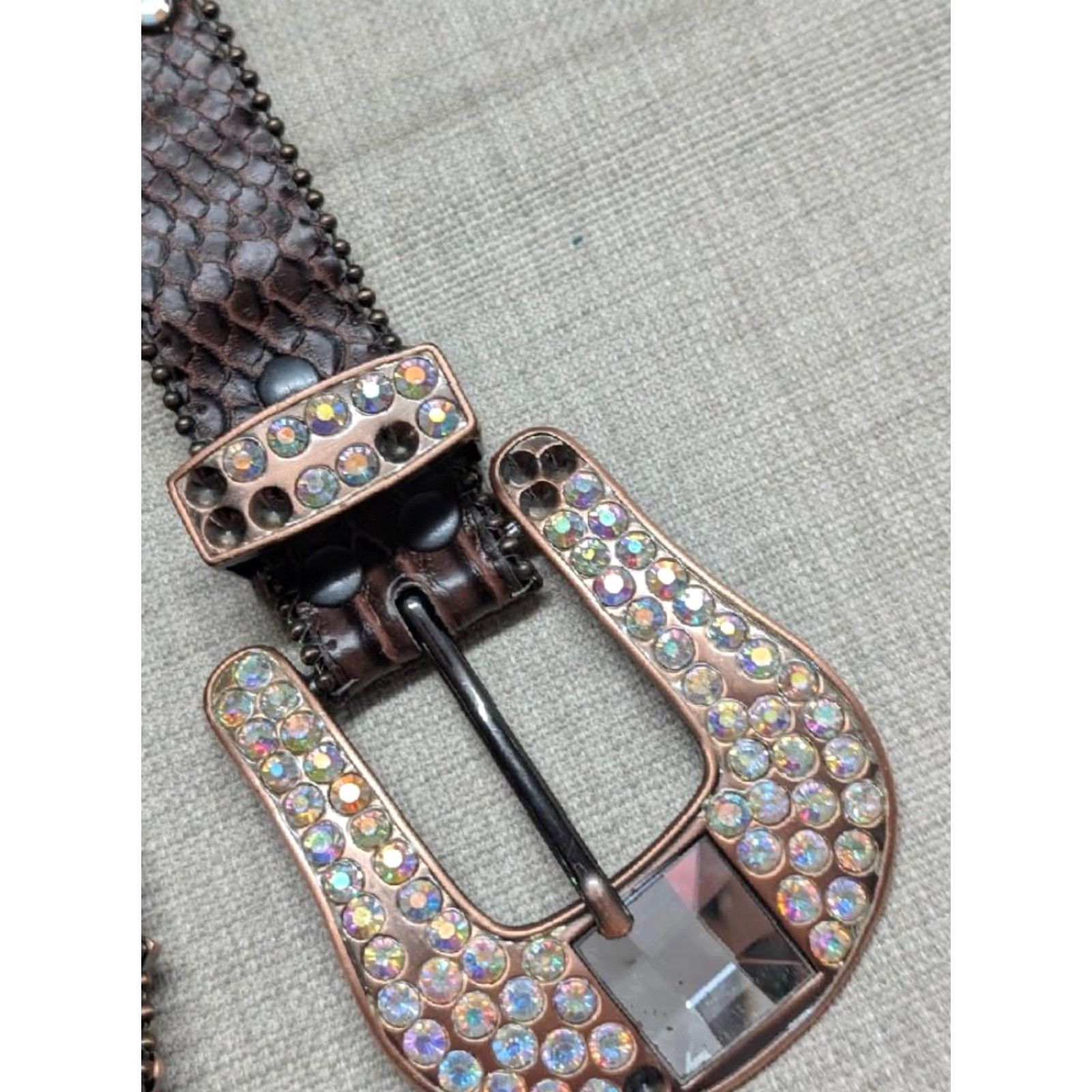 Vintage VINTAGE NOCONA belt Western Studded Rhinestone 38 Brown Leather Cowboys Rodeo Belt Mens Size 38 - 3 Thumbnail