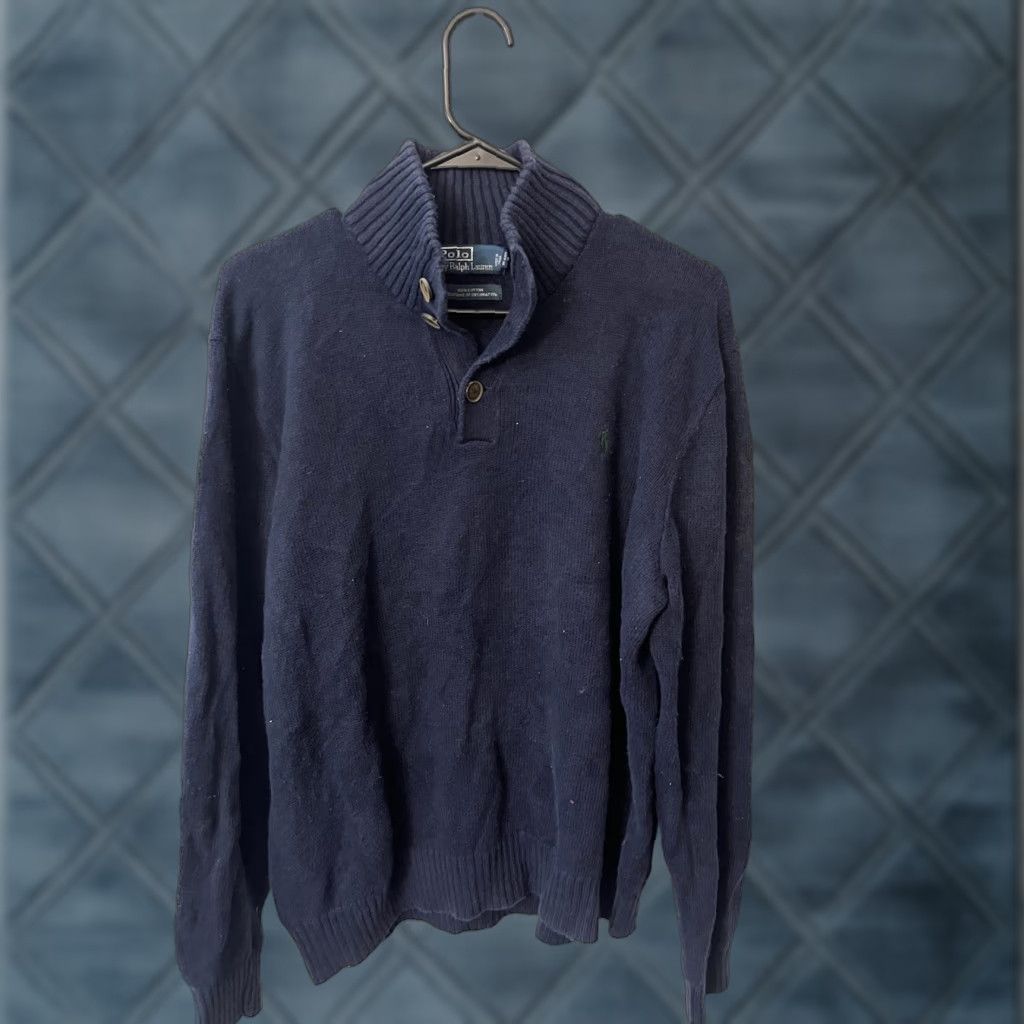 Ralph Lauren Polo Ralph Lauren Sweater Mens Size L 1/4 Button Long Sleeve Blue Cotto Size US L / EU 52-54 / 3 - 1 Thumbnail