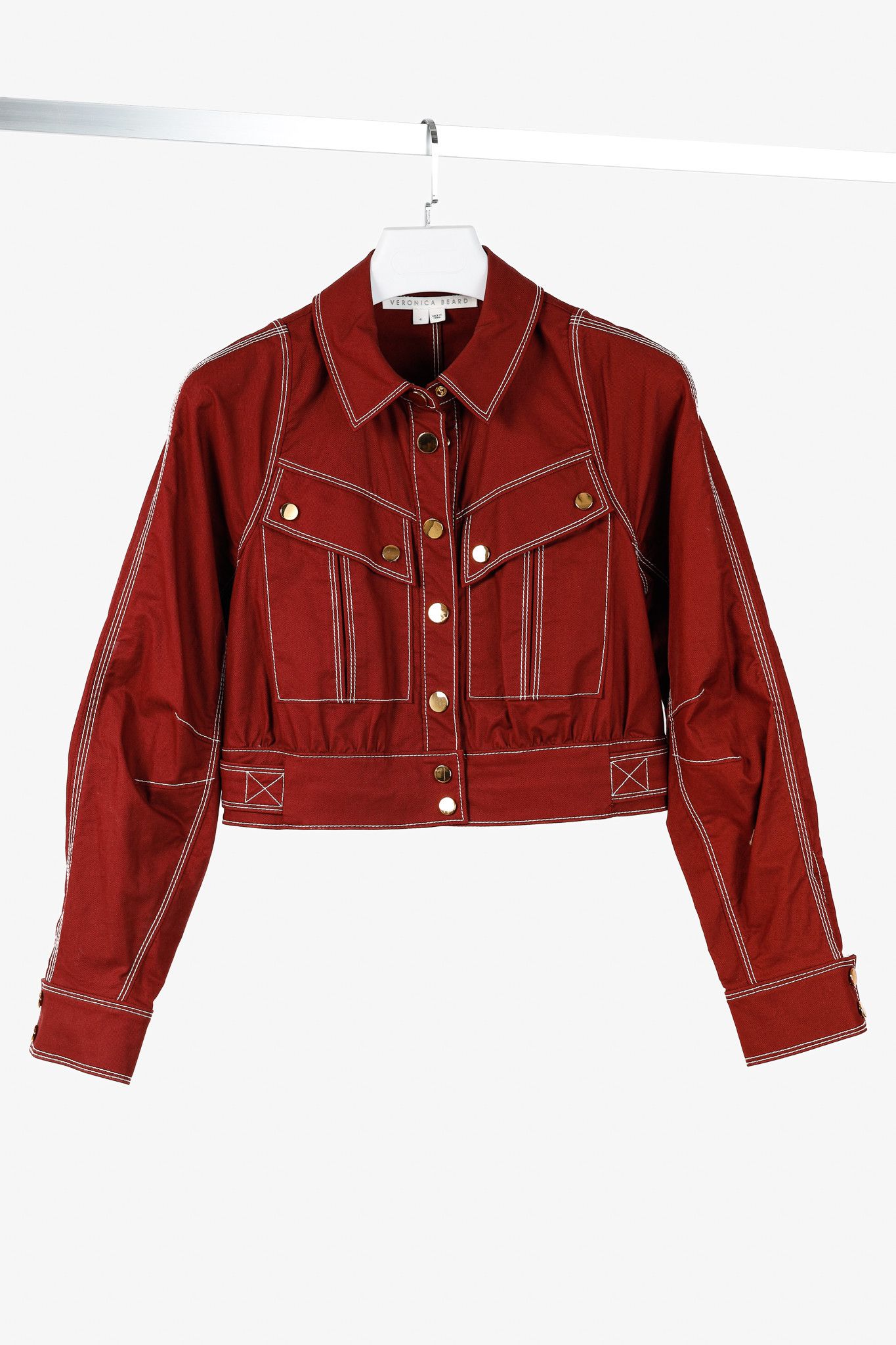 Veronica Beard Veronica Beard Keswick Topstitched Cotton-Twill Jacket Size S / US 4 / IT 40 - 3 Thumbnail