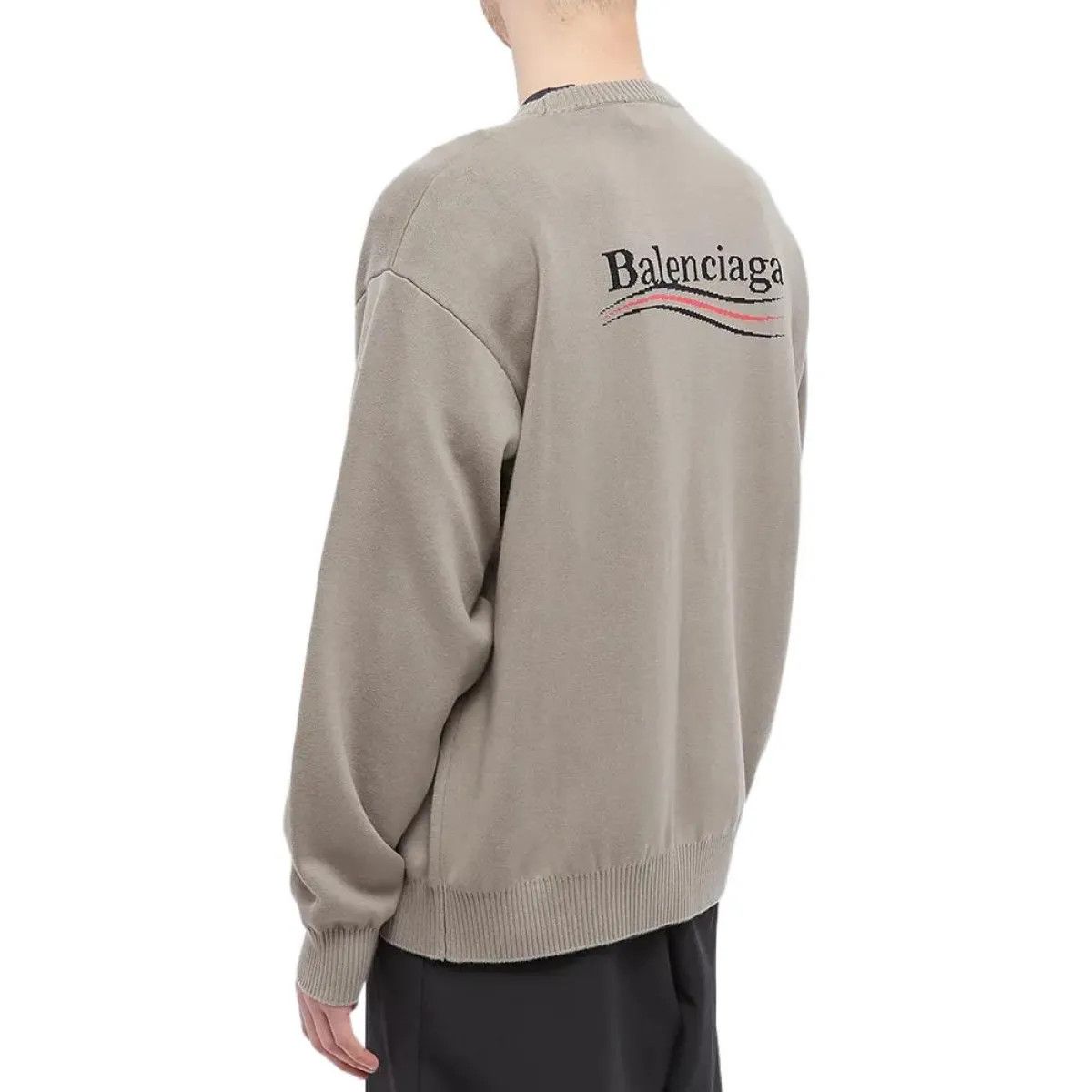 Balenciaga o1mle0724 Embroidered Logo Crewneck Sweatshirts in Khaki Size US XXL / EU 58 / 5 - 4 Thumbnail