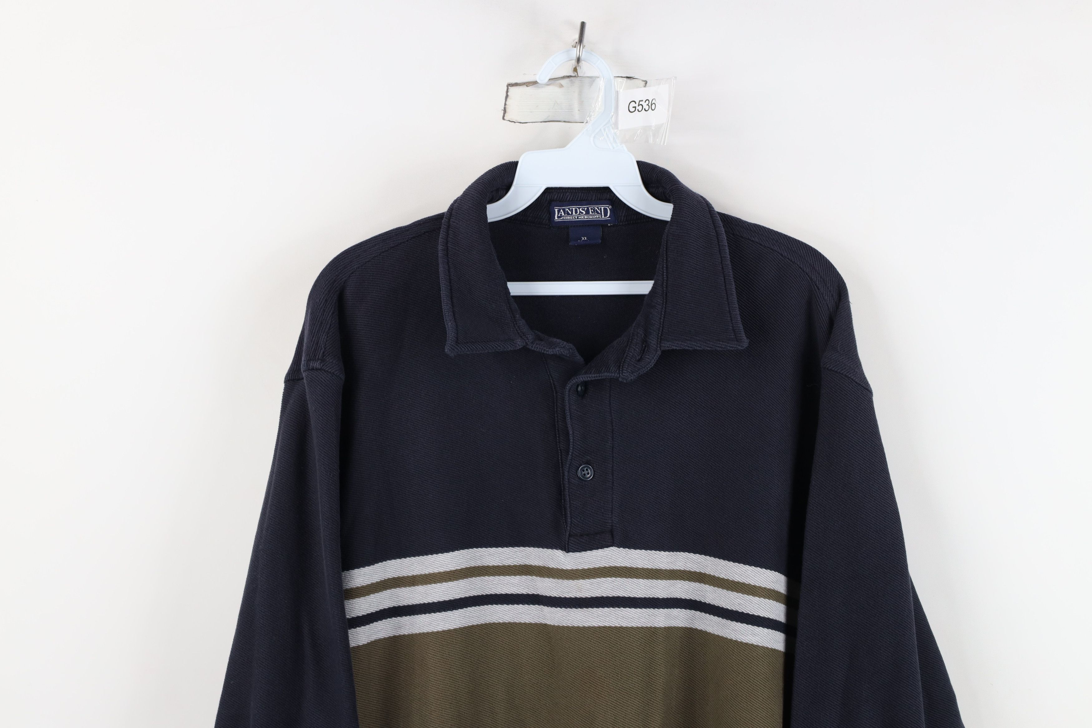 Lands' End Vintage 90s Lands End Heavyweight Long Sleeve Polo Shirt Size US XL / EU 56 / 4 - 2 Thumbnail