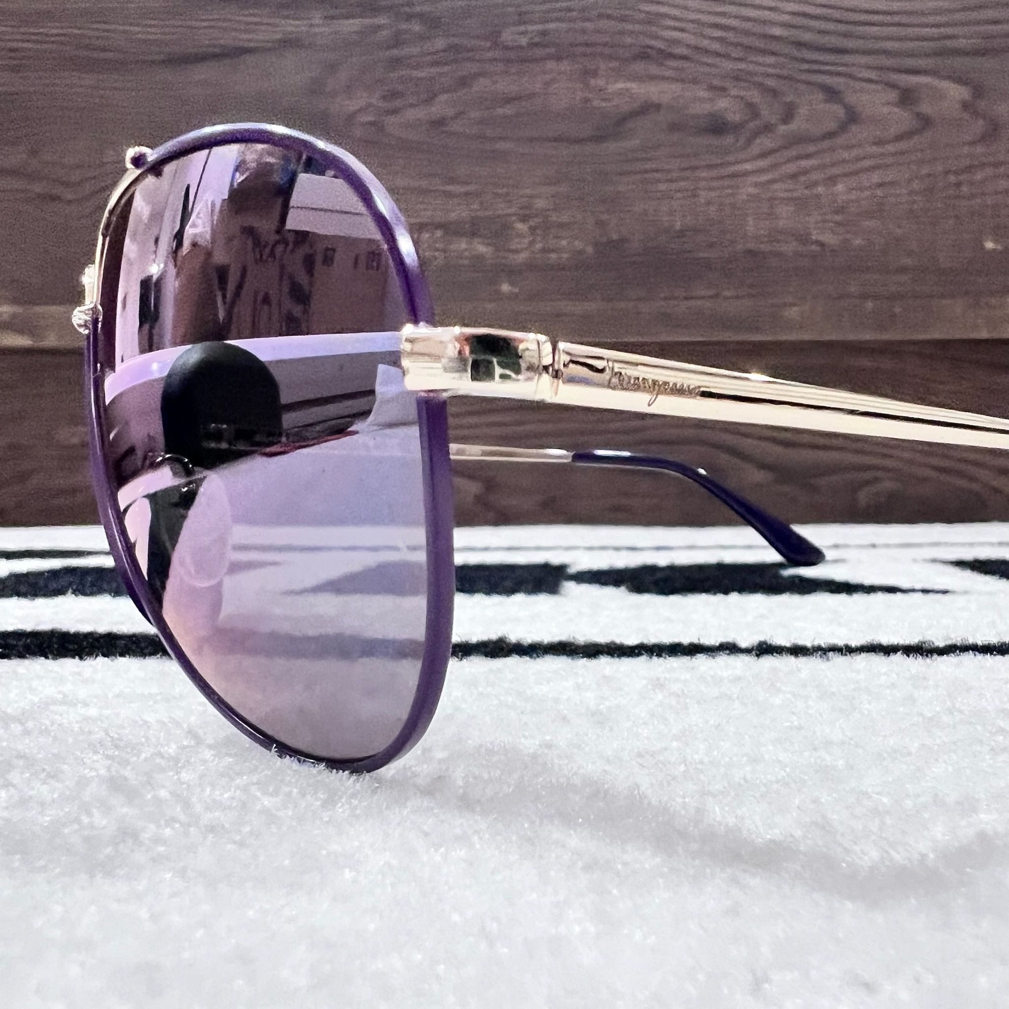 Salvatore Ferragamo Salvatore Ferragamo Purple Light Gold Aviator Sunglasses Size ONE SIZE - 4 Thumbnail
