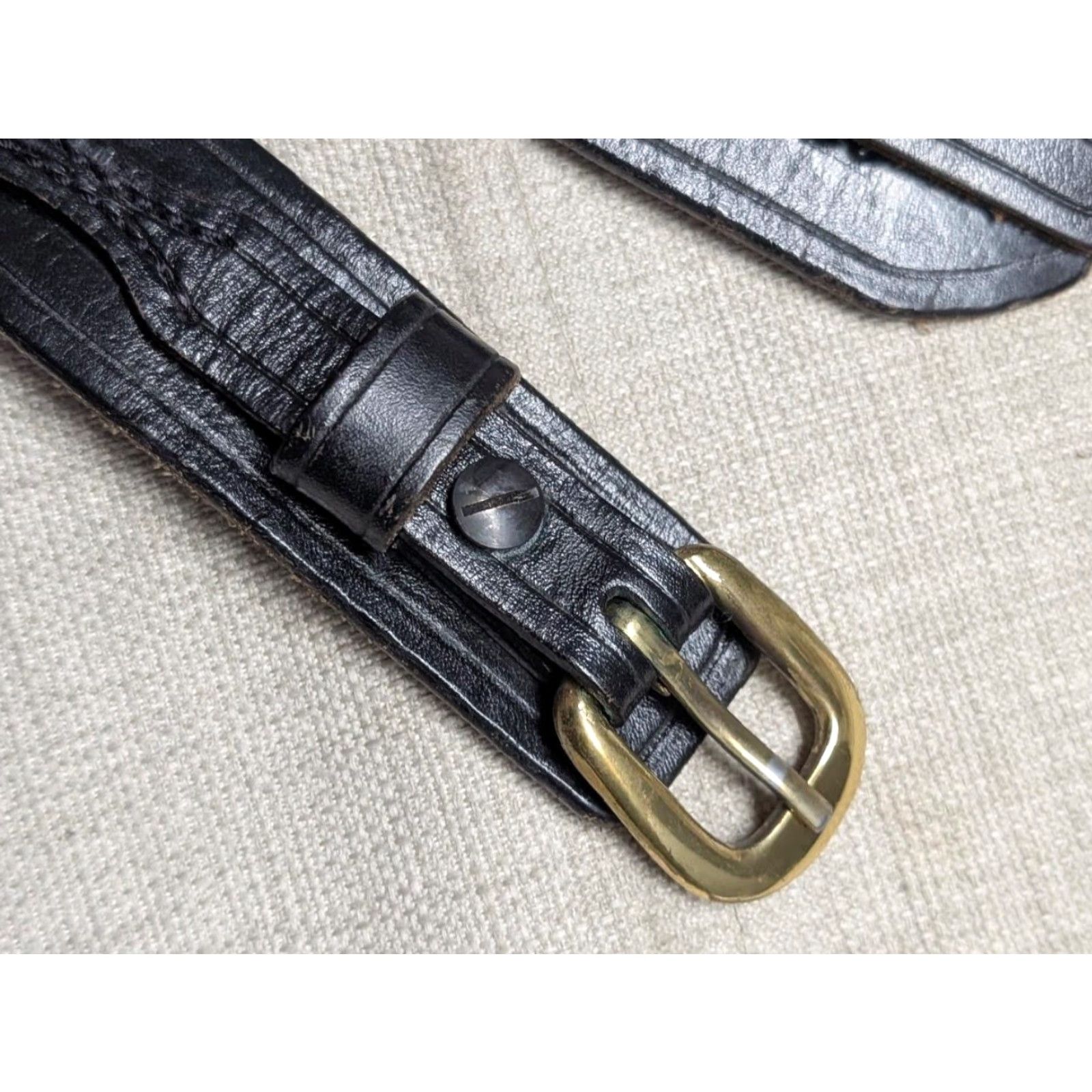 Vintage VINTAGE western belt Ranger belt belt 36 black leather cowhide handcrafted Mens Size 36 - 3 Thumbnail
