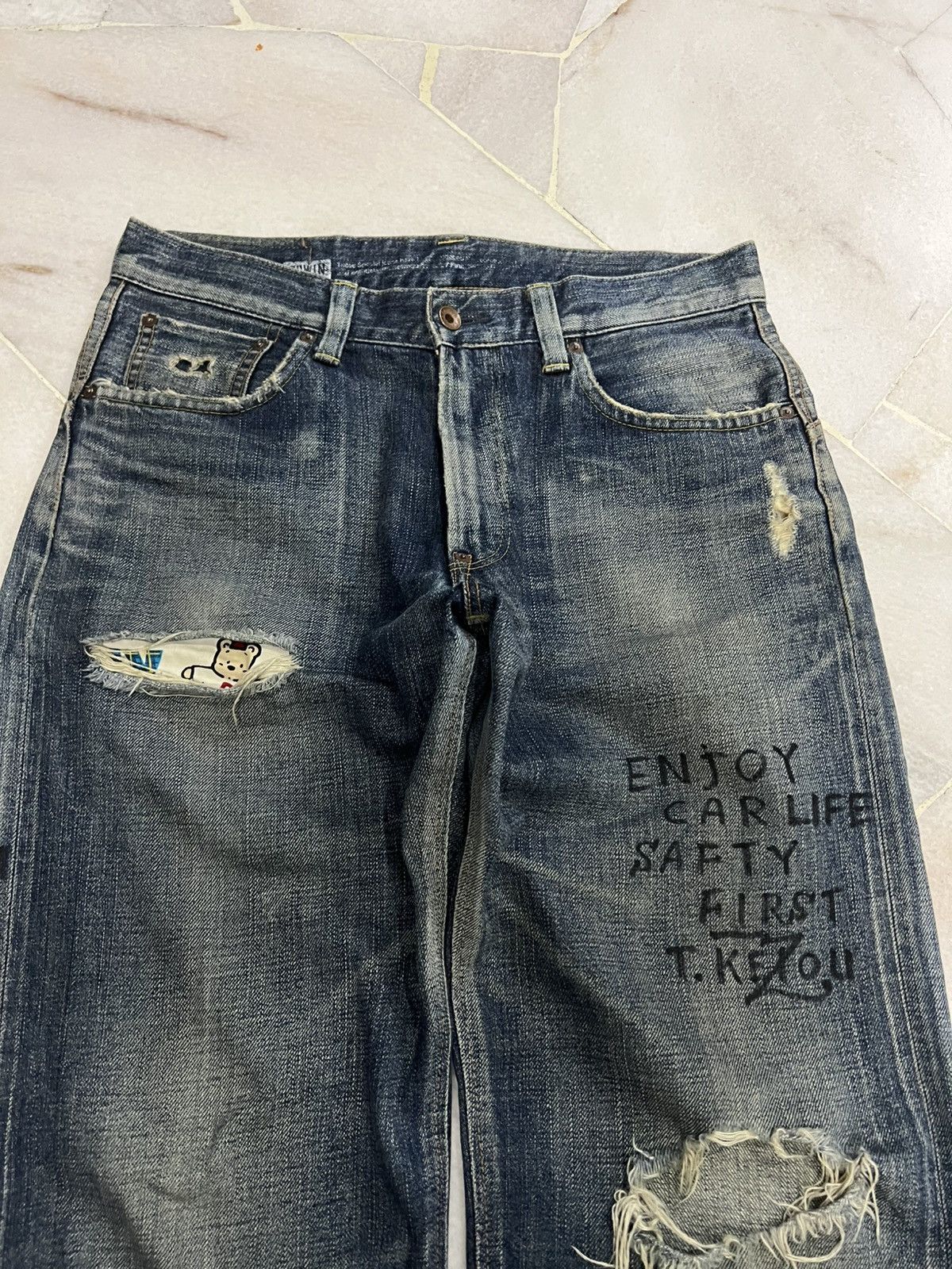 Edwin × If Six Was Nine 💥Baggy💥Vintage Edwin 505 Distressed Selvedge Jean Size US 32 / EU 48 - 3 Thumbnail