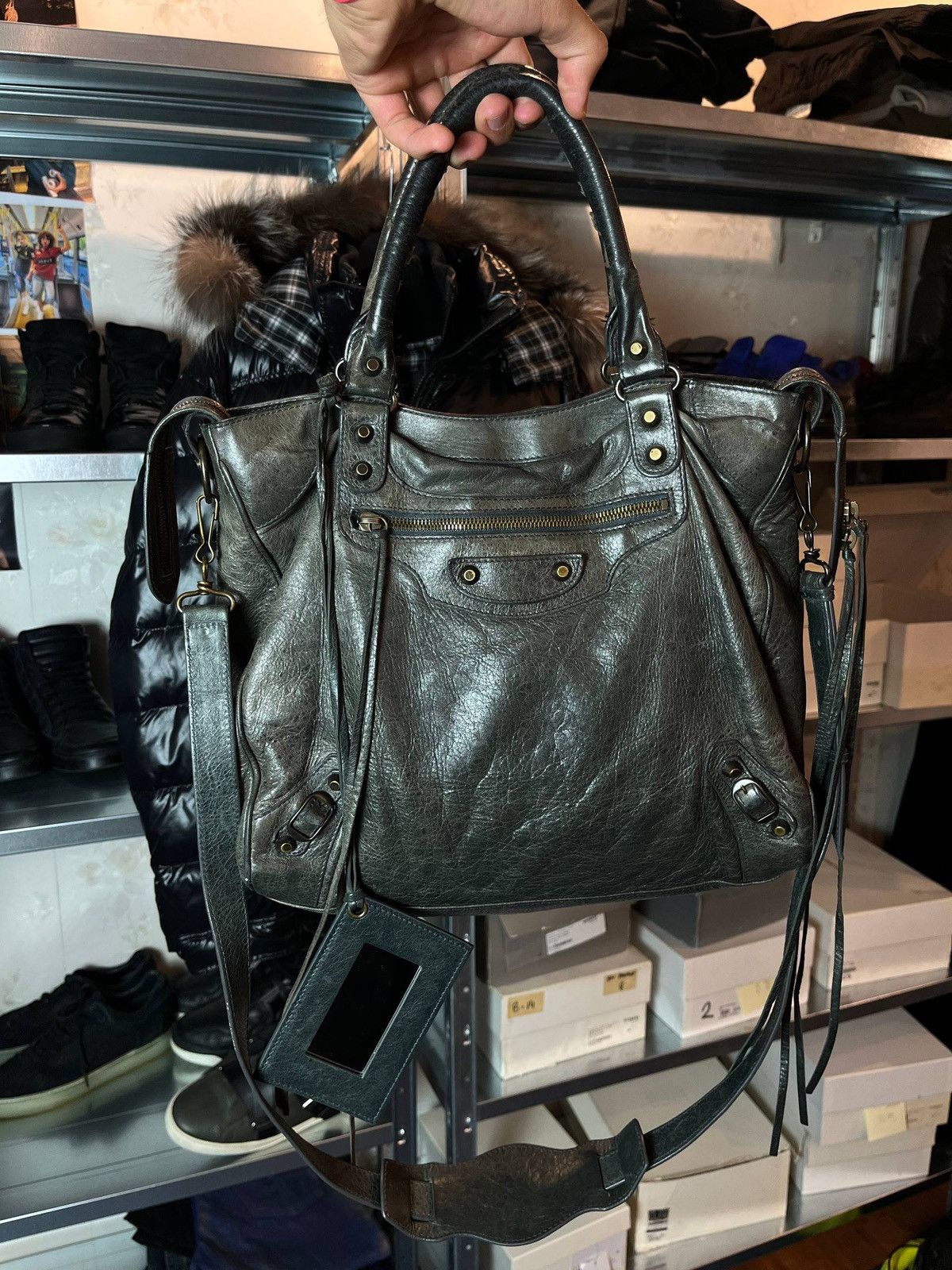 Balenciaga 2012 BALENCIAGA Black Lambskin Leather Motorcycle Velo Bag Size ONE SIZE - 19 Thumbnail