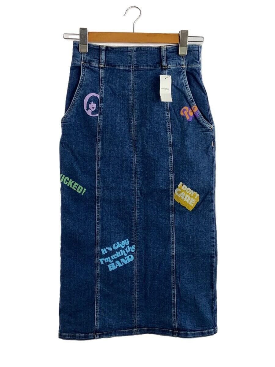 image of Hysteric Glamour I Don't Care! Denim Maxi Skirt in Blue, Women's (Size 26)