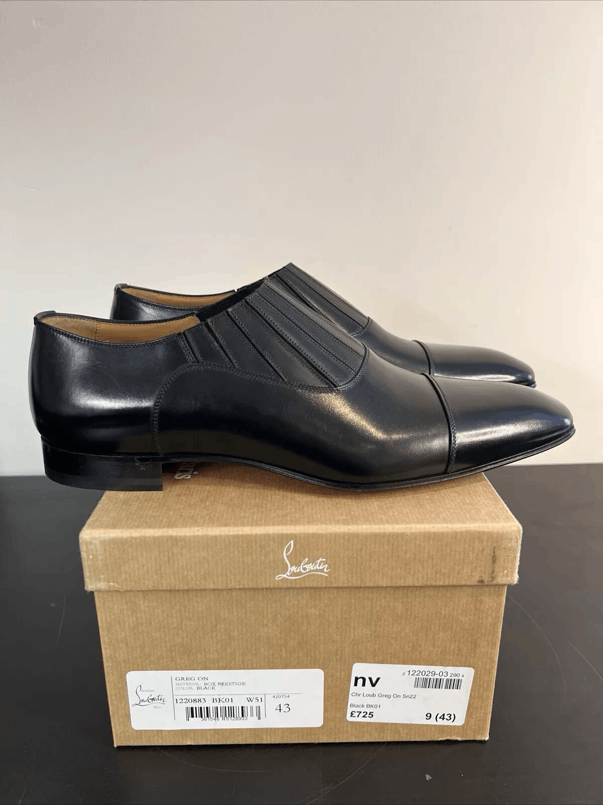 Christian Louboutin Greggo Black Leather Slip On UK size 9