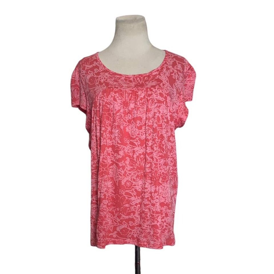 Elie Tahari Tahari pink floral short sleeves casual top size Large Size L / US 10 / IT 46 - 1 Thumbnail