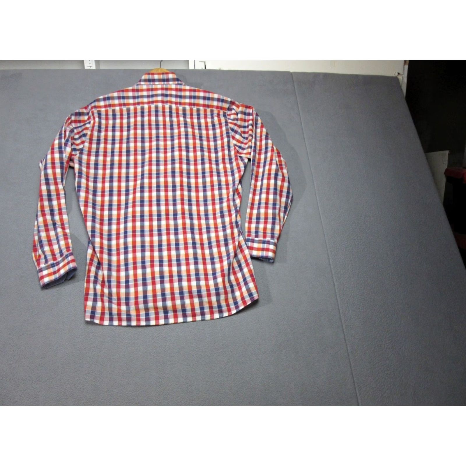 Essentials Boswell & Sons Shirt Mens 16.5 42 Red Blue Tartan Plaid Essential Flip Cuff Size US XL / EU 56 / 4 - 6 Thumbnail