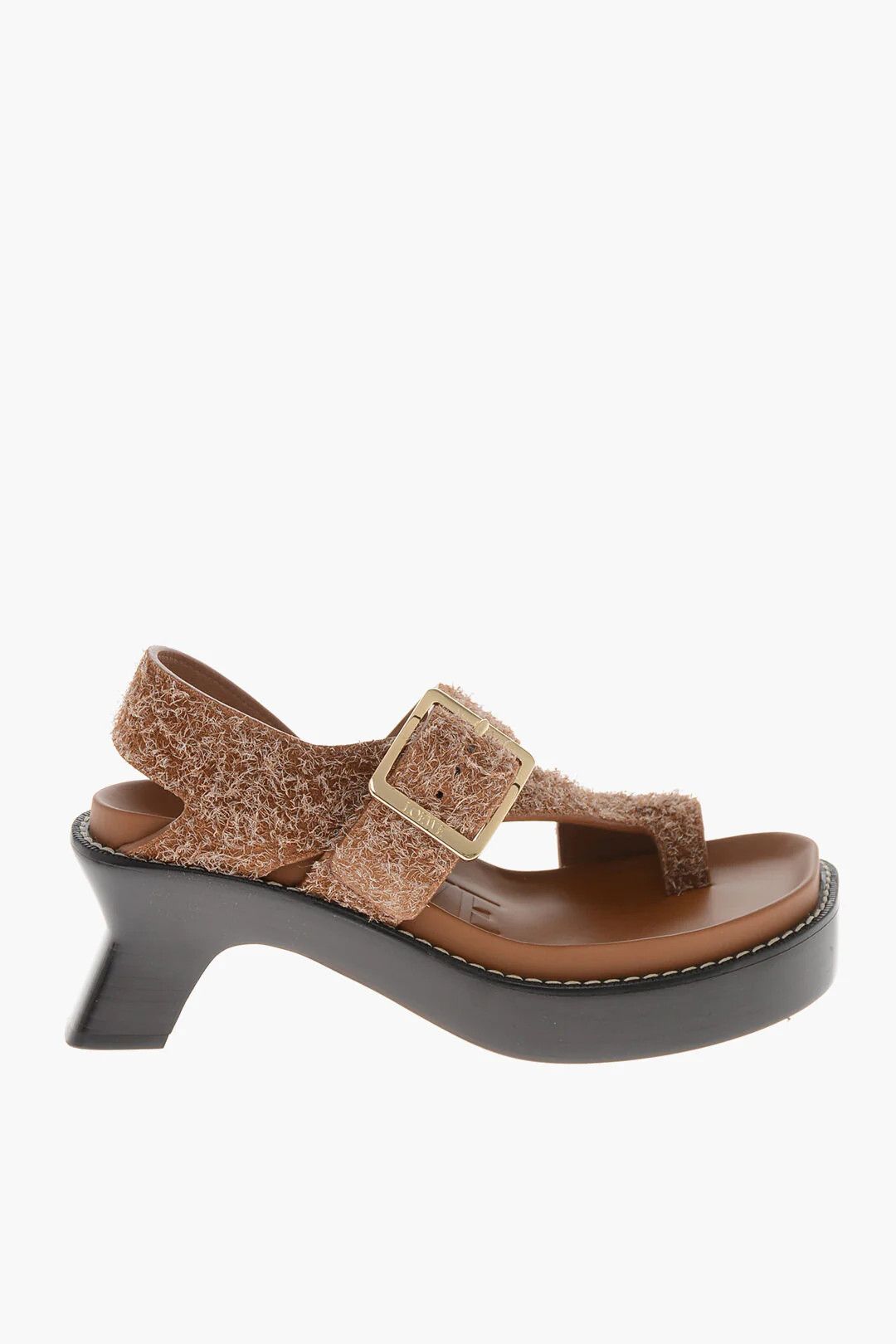 Loewe og1mm0426 Textured Leather Sandals in Brown Size US 8 / IT 38 - 1 Thumbnail