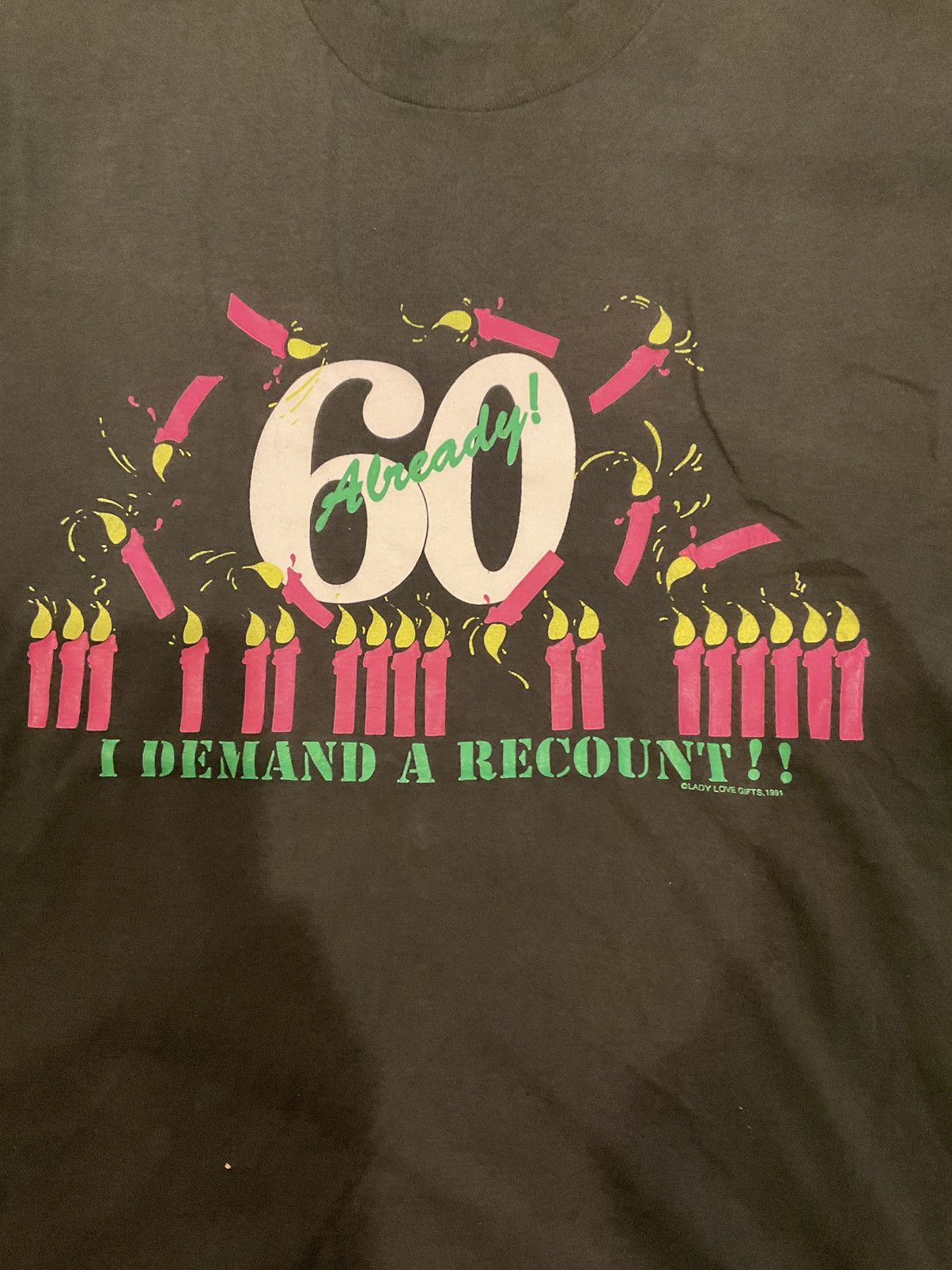 Vintage 1990s black and green 60th birthday t-shirt Size US L / EU 52-54 / 3 - 2 Thumbnail
