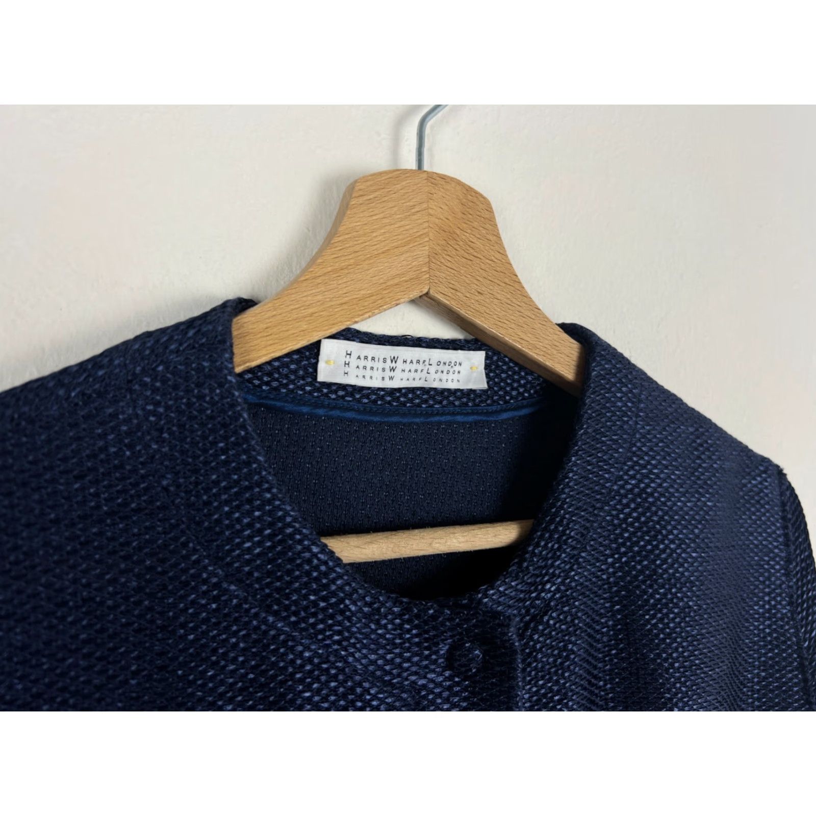 Harris Wharf London Harris Wharf London Coat Lightweight Knit Women's Long Sleeve Blue Embroidered Solid Regular Size 46 Overcoat Autumn Spring Size L / US 10 / IT 46 - 4 Thumbnail