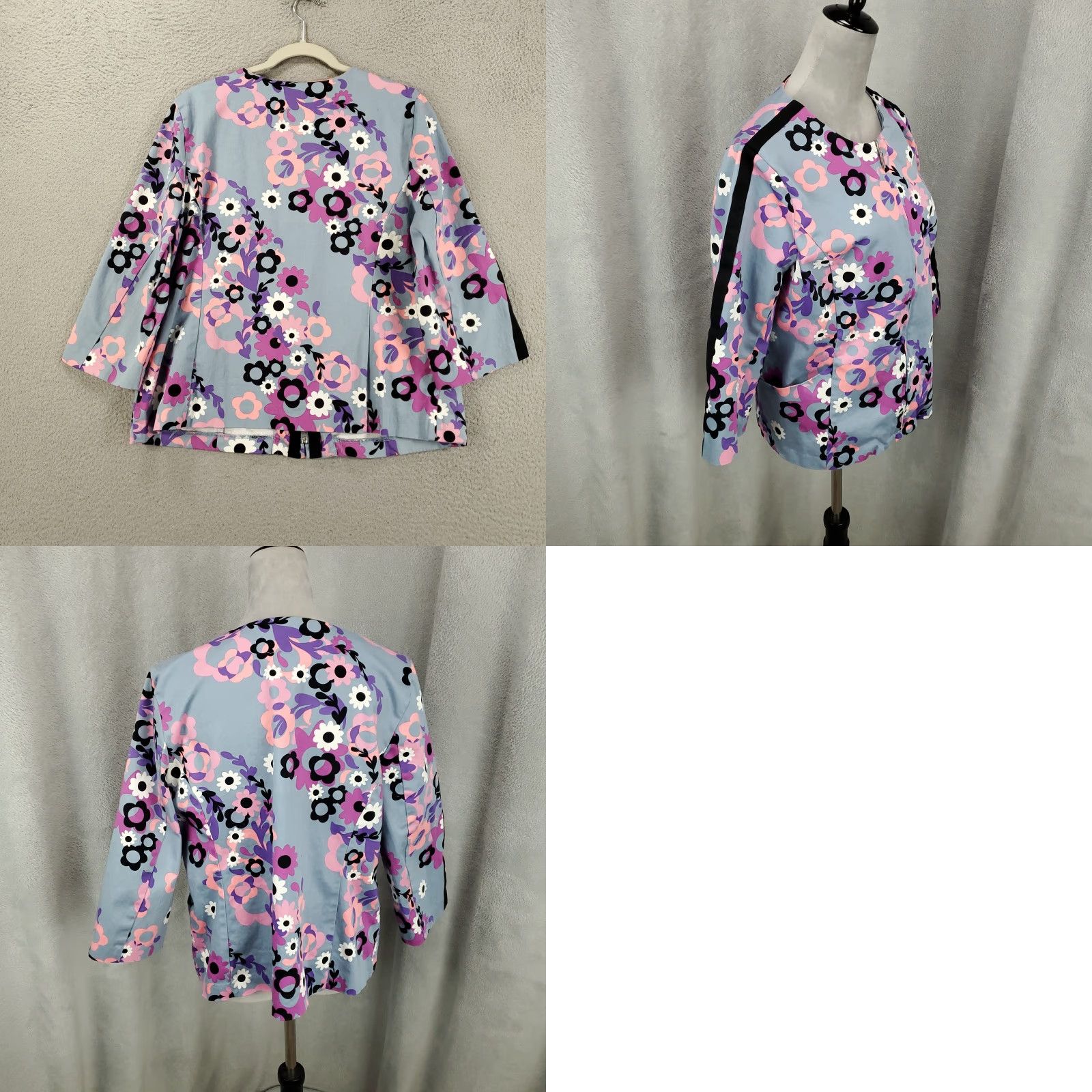 Bob Mackie VINTAGE Mackie Bob Wearable Art Cardigan Jacket Womens Large Purple Floral Zip Up Size L / US 10 / IT 46 - 8 Thumbnail
